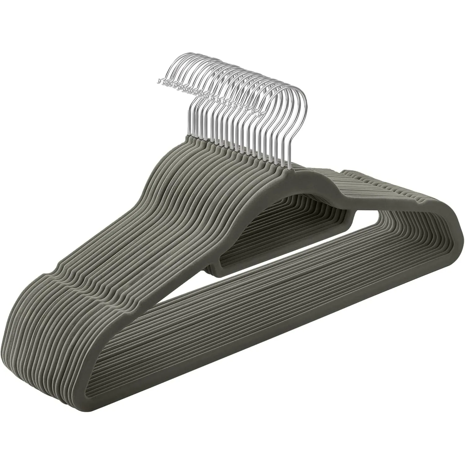 SONGMICS Kleiderbügel Samt, 20er Set, Bügel, rutschfest, kleine Stange für Krawatten, 360° drehbarer Haken, 0,6 cm dick…