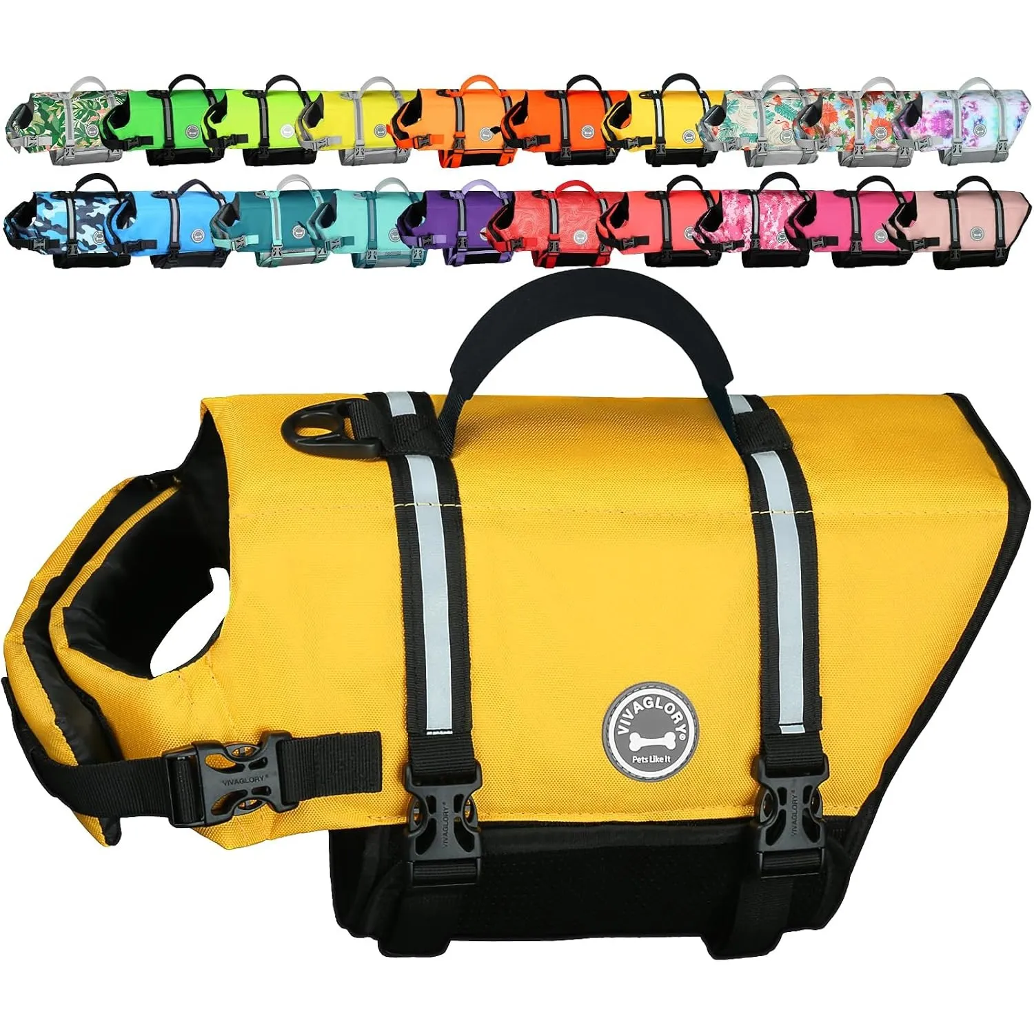 VIVAGLORY Rip Stop Schwimmweste Hund, Hundeschwimmweste, Schwimmhilfe & Auftrieb, Rettungsweste Hund für Bootfahren, S,…