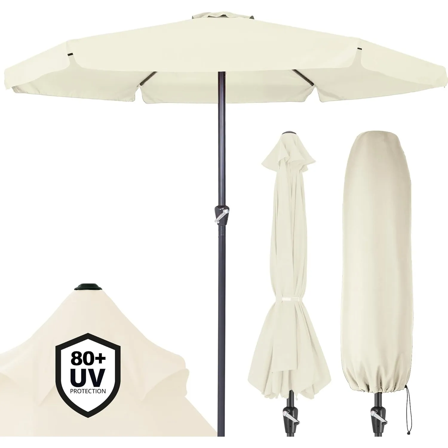 Kingsleeve® Sonnenschirm Balkon 330 cm UV Schutz 80+ mit Schutzhülle Kurbel Strandschirm Groß Wasserabweisend Aluminium…