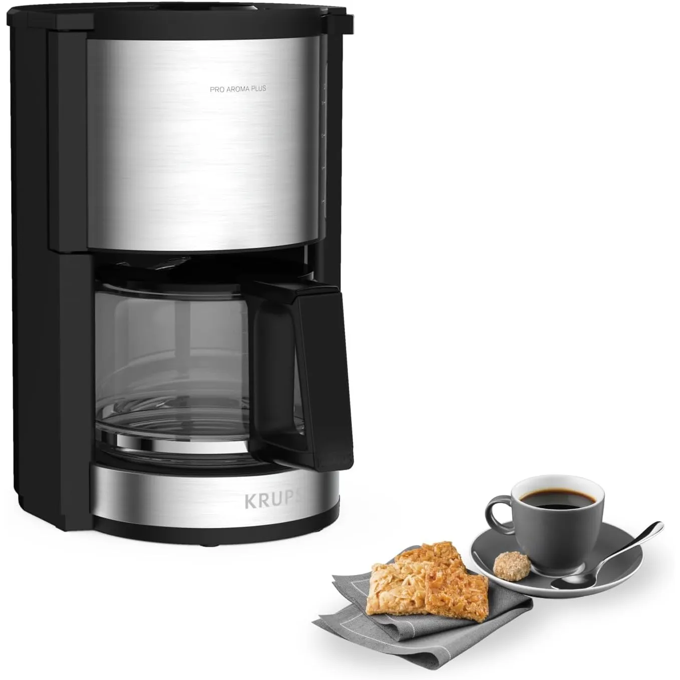 Krups KM3210 Pro Aroma Plus Filterkaffeemaschine, 10 Tassen, 1,25 L, 30-Minuten-Warmhaltefunktion, sichtbares Wassersta…