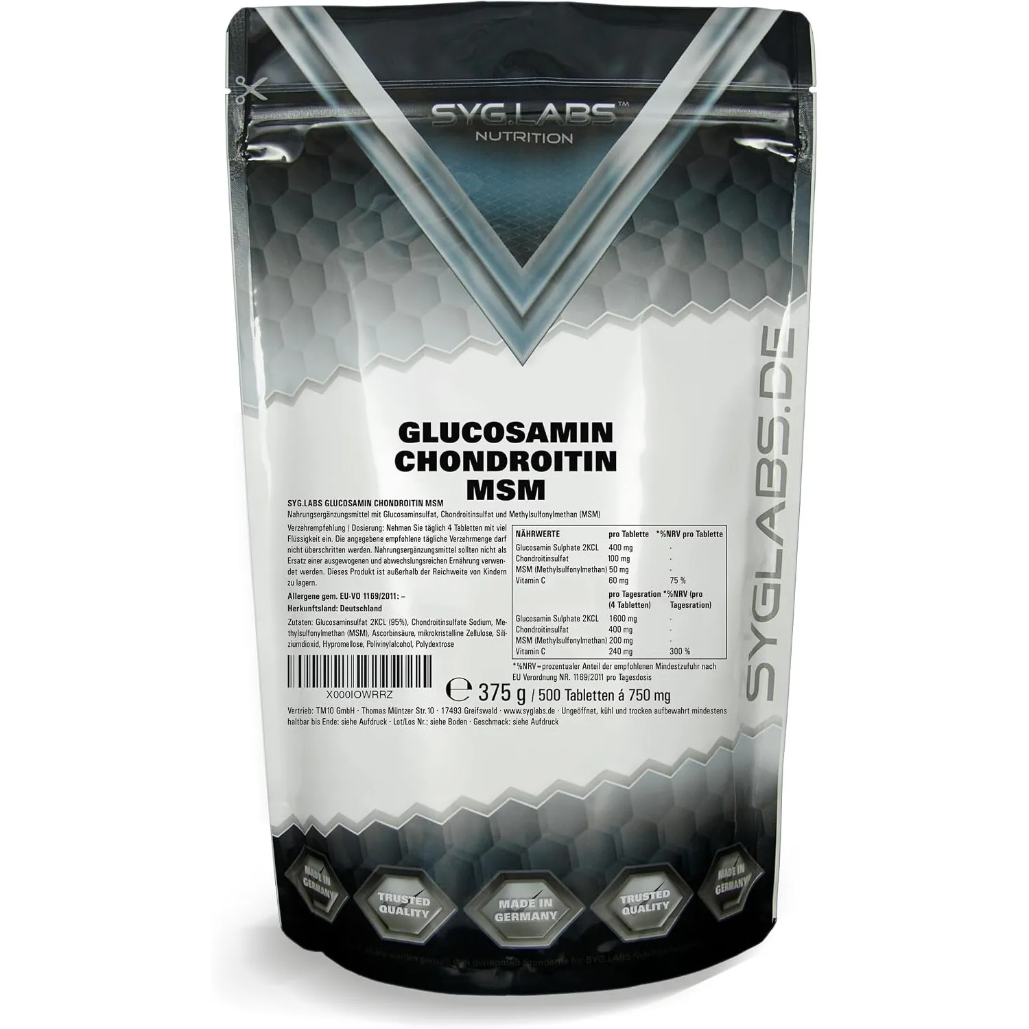 Glucosamin Chondroitin MSM + Vitamin C hochdosiert - 500 Tabletten