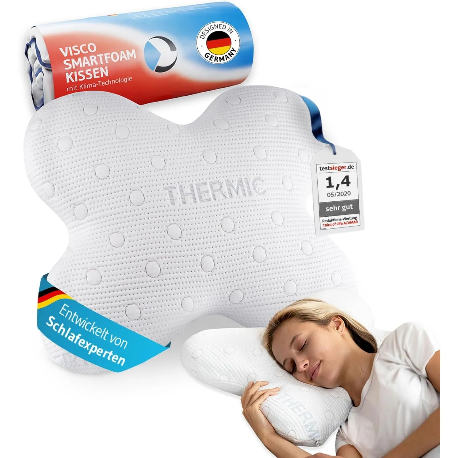 Seitenschläferkissen ACAMAR, Schmetterlingskissen mit Thermo Bezug