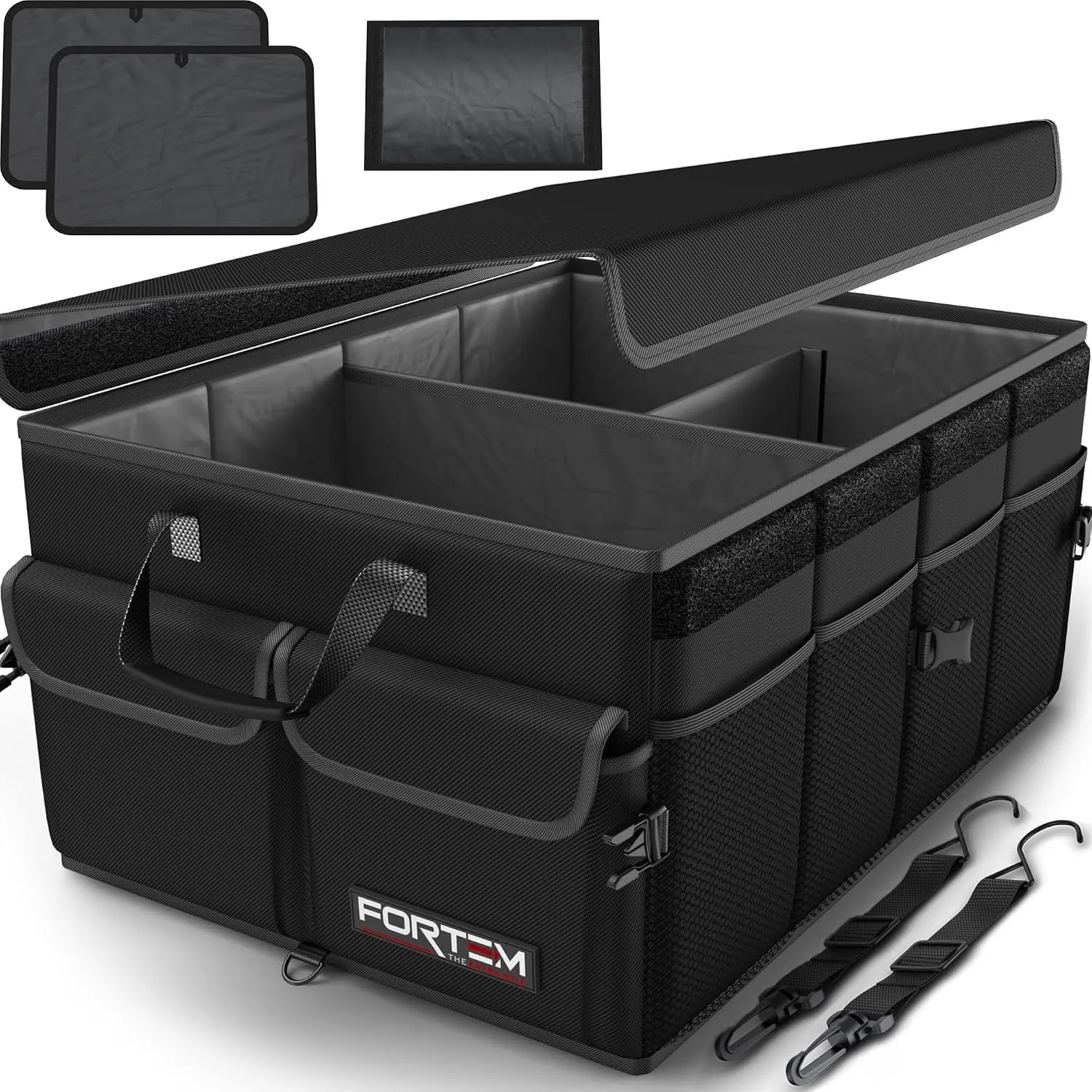 FORTEM Kofferraum Organizer Auto -Zusammenklappbarer Auto Organizer Kofferraum Mit Fächern- Kofferraumtasche Klett mit …