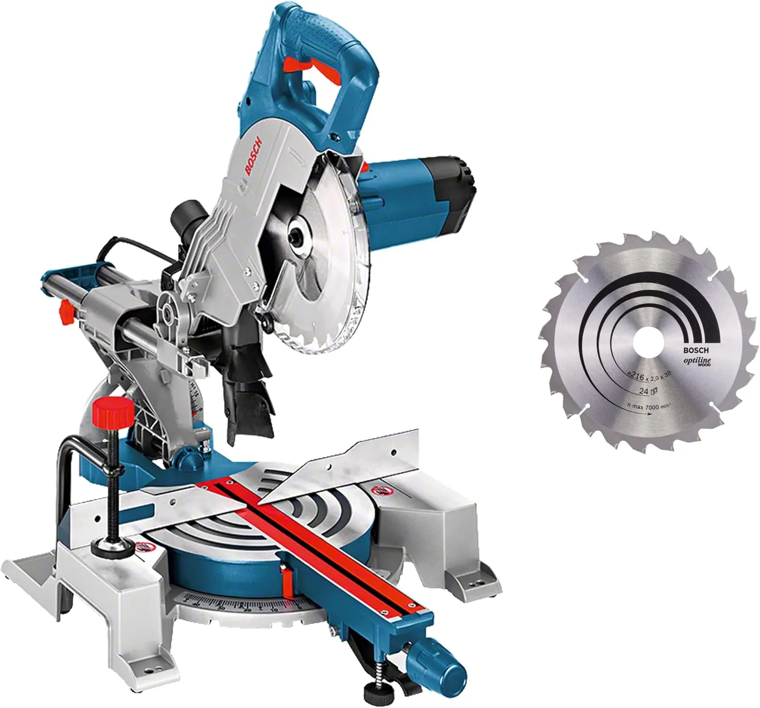 Bosch Professional Kapp- und Gehrungssäge GCM 80 SJ (1.400 Watt, Sägeblatt-Ø: 216mm, inkl. 2x Kreissägeblatt, Innensech…