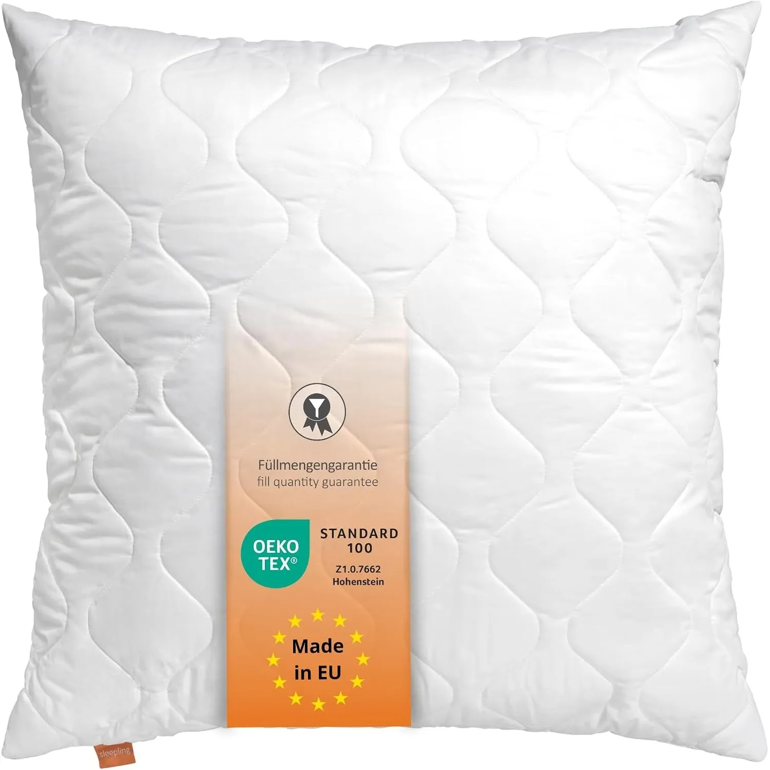 sleepling Kopfkissen 80x80 cm, Kissen, Polster, Bettkissen, Basic 100 | Füllung: Klimafaser, Nachfüllbar, Allergiker Pi…