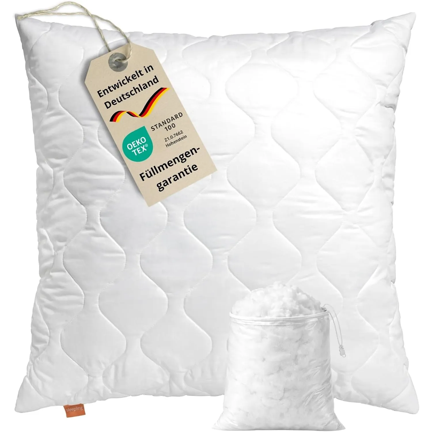 sleepling Kopfkissen 80x80 cm, Allergiker Kissen, Komfort 100