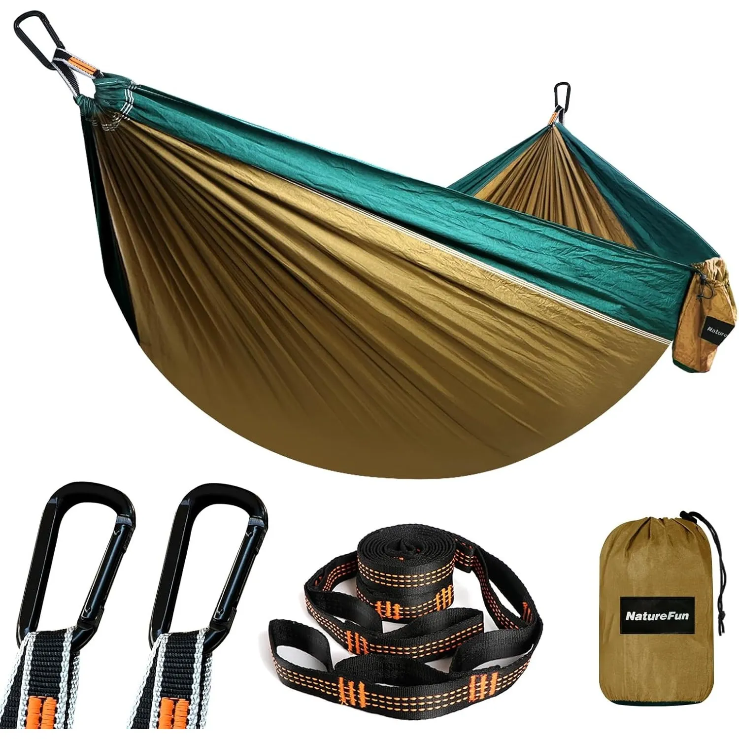 NATUREFUN Ultraleichte Reise Camping Hängematte | 300kg Tragkraft (275 x 140 cm) Atmungsaktiv, Schnelltrocknendes Falls…