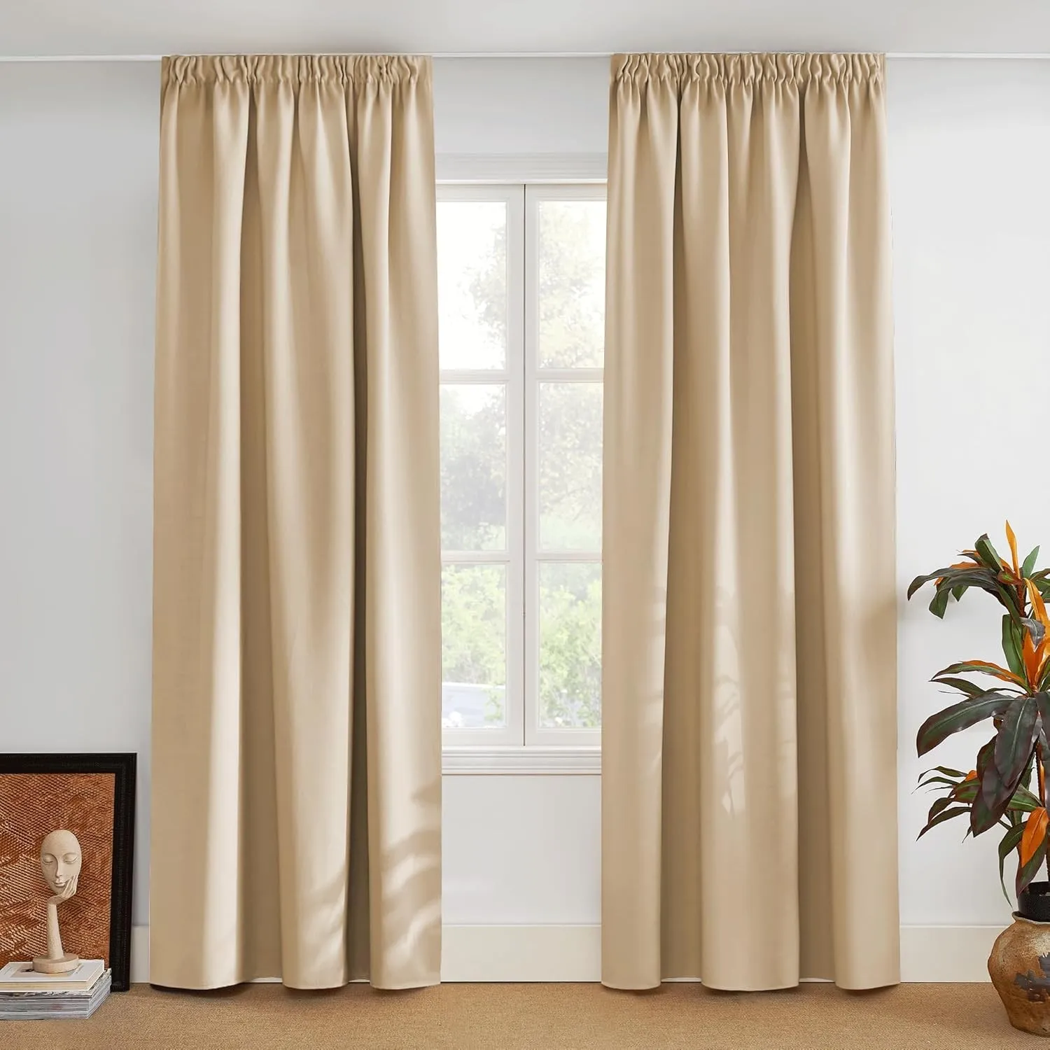 PONY DANCE Blickdichte Vorhänge mit Kräuselband für Schienen 2er Set H 228 x B 228 cm Thermogardine Hitzeschutz Verdunk…