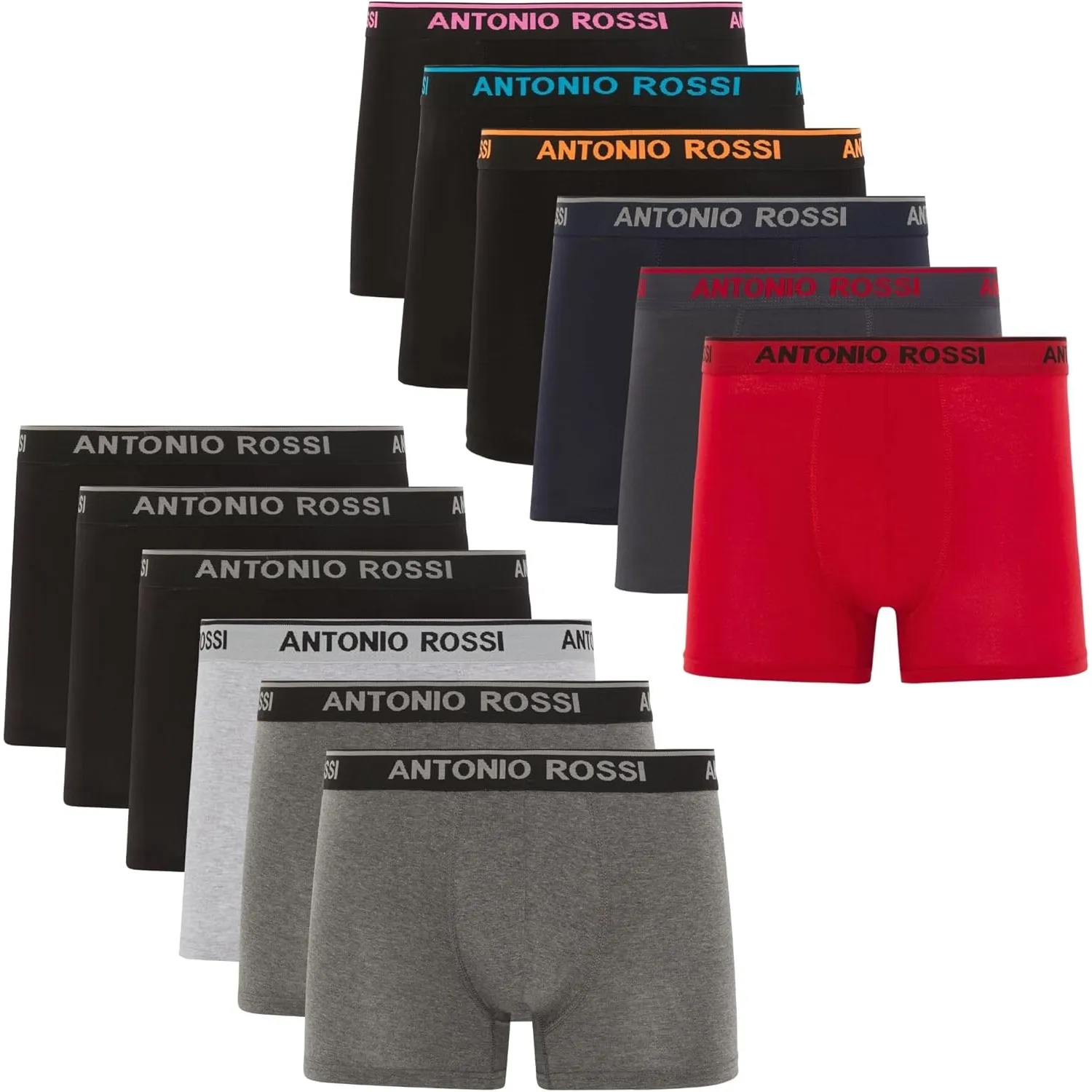 Antonio Rossi 12er-Pack Boxershorts Herren Baumwolle, Stretch-Bund
