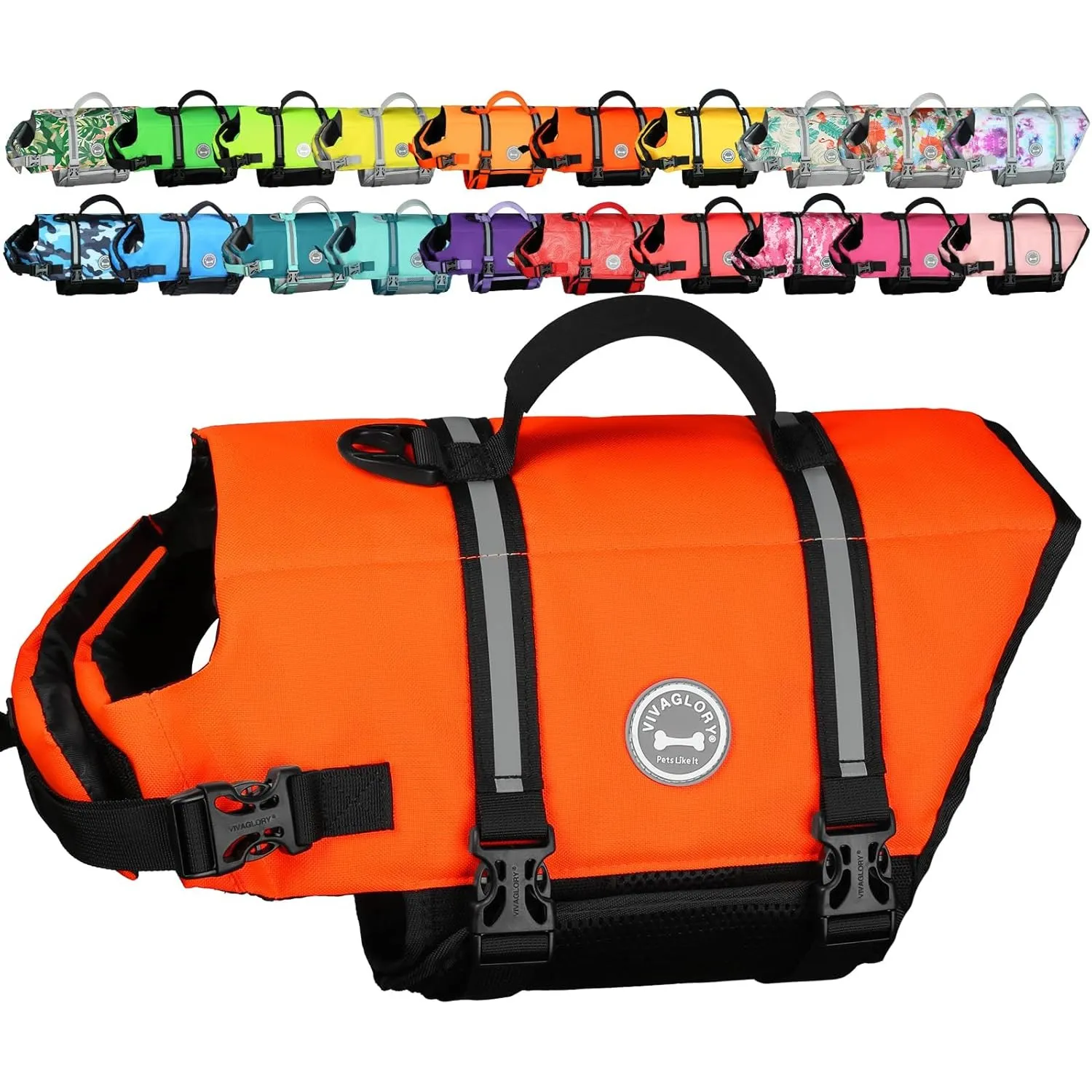 VIVAGLORY Rip Stop Schwimmweste Hund, Hundeschwimmweste, Schwimmhilfe & Auftrieb, Rettungsweste Hund für Bootfahren, L,…
