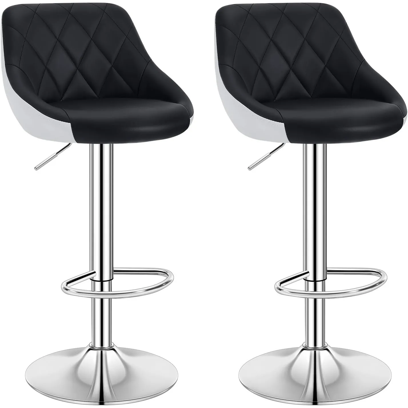 WOLTU Barhocker 2er Set, Barstuhl Höhenverstellbar, PU-Bezug, Schwarz+Weiß
