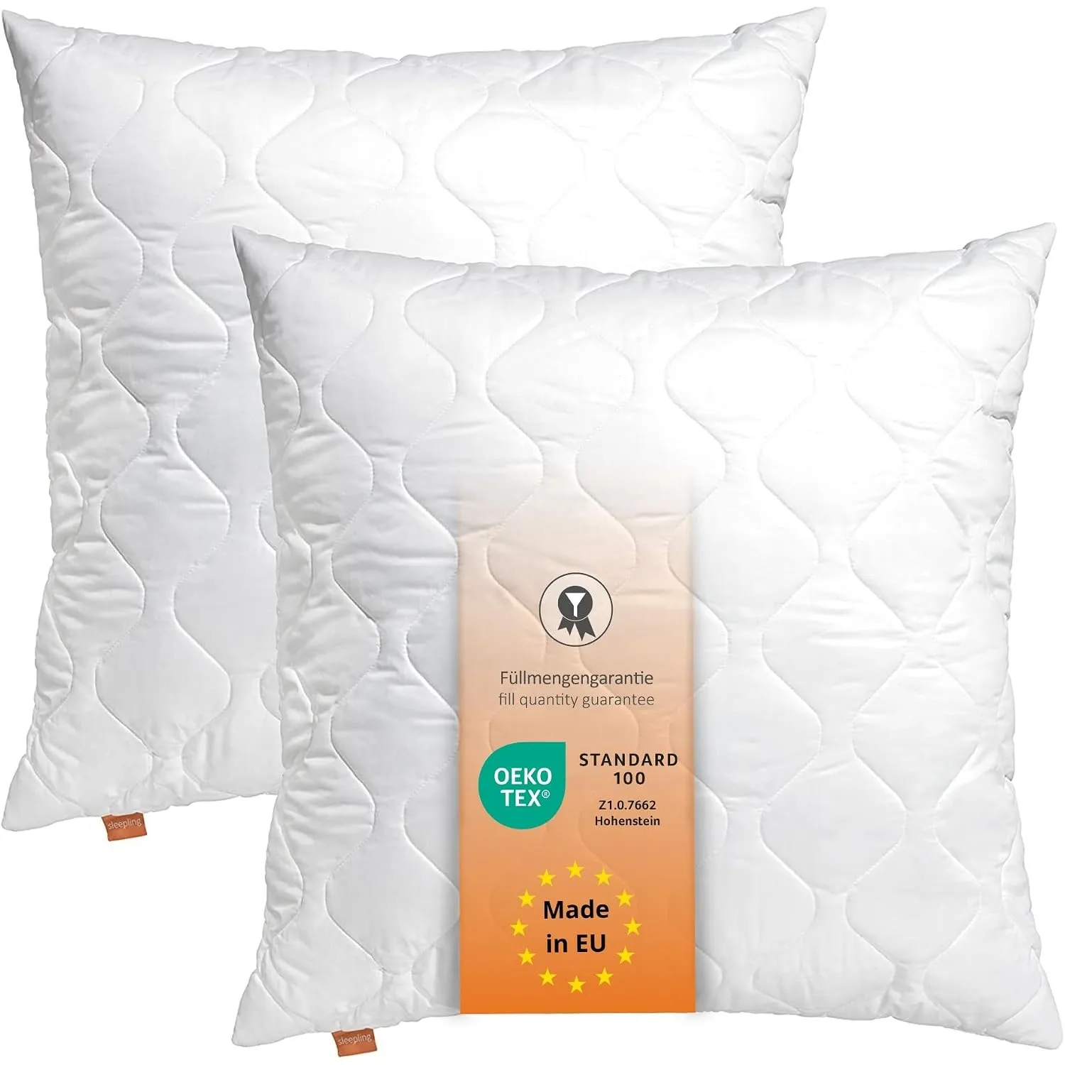 sleepling 2er Set Kissen 50x50 cm, Sofakissen, Kissenfüllung, Basic 100