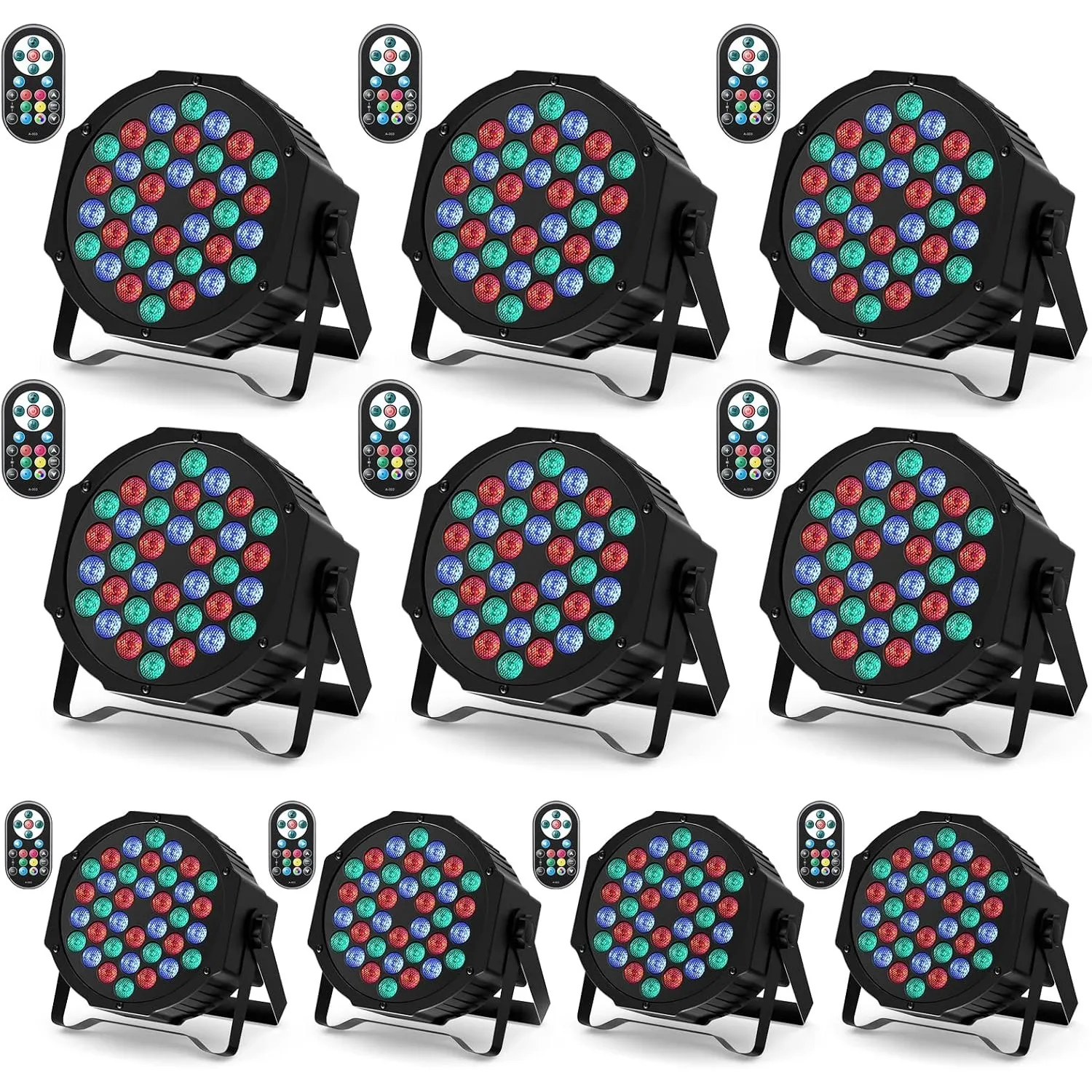 U`King 10er Pack LED Par Strahler 36 LED Bühnenlicht Partylicht RGB mit Fernbedienung, Discolicht Scheinwerfer Beleucht…