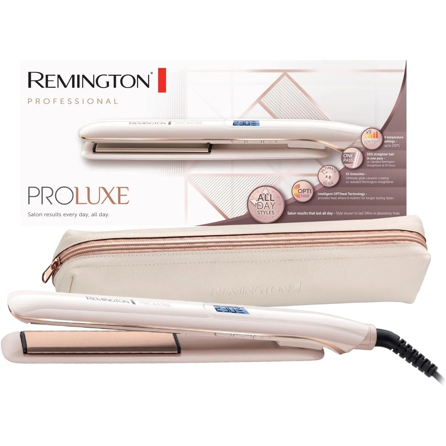 Remington Glätteisen PROluxe (OPTIheat-Technologie für lang anhaltende Styling-Ergebnisse in nur einem Zug & Ultimate-G…
