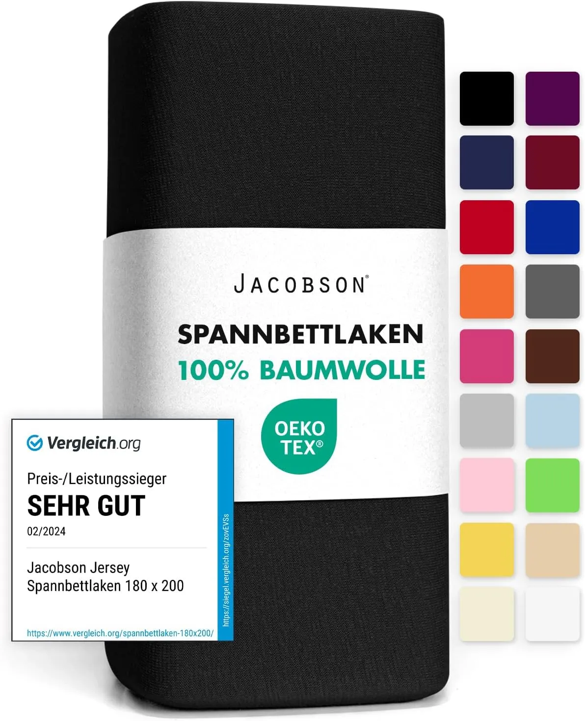 Jersey Spannbettlaken Spannbetttuch Baumwolle Bettlaken (120x200-130x200 cm, Schwarz)