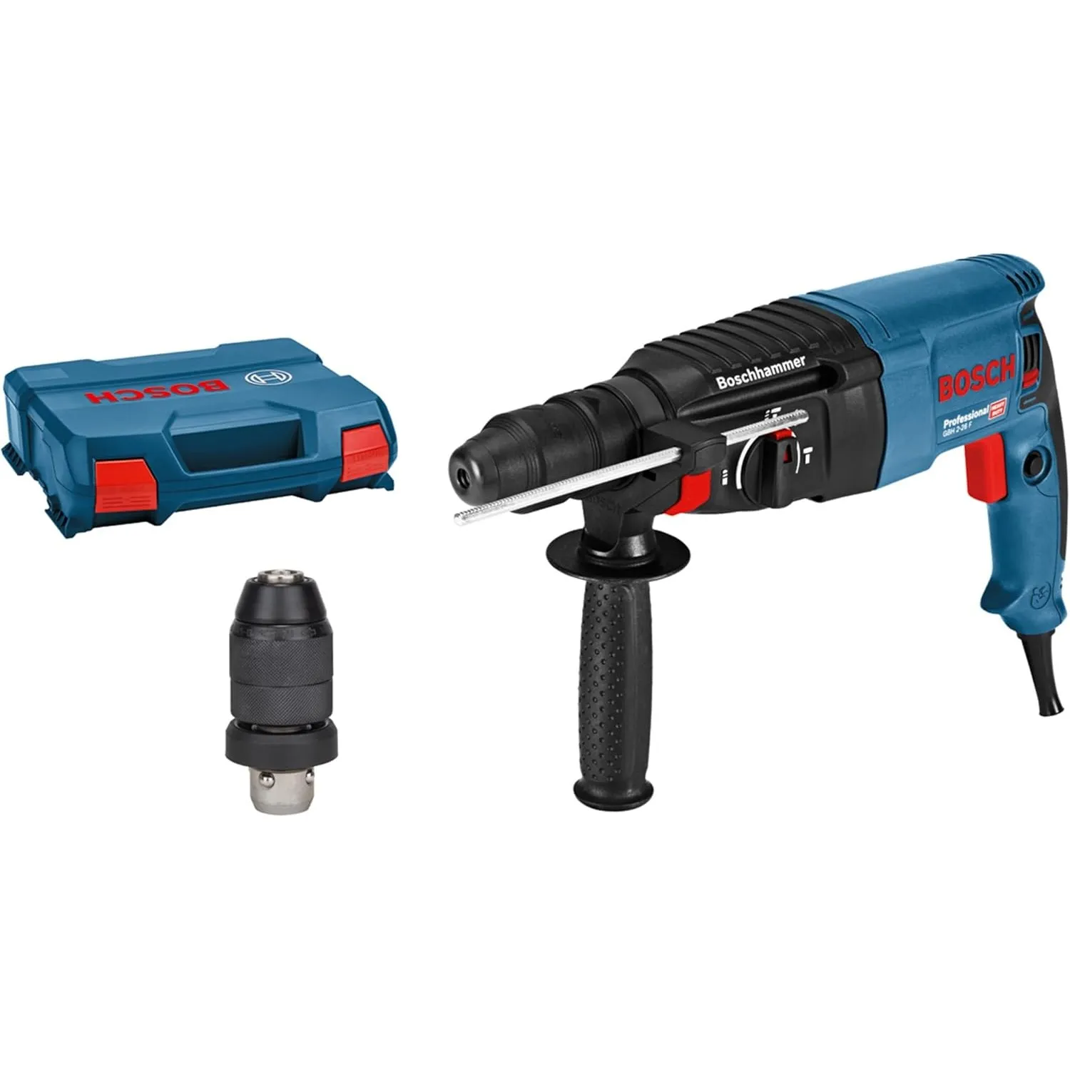 Bosch PRO Bohrhammer GBH 2-26 F (Leistung 830 Watt, Wechselfutter SDS-plus, inkl. Zusatzhandgriff, Tiefenanschlag, Masc…
