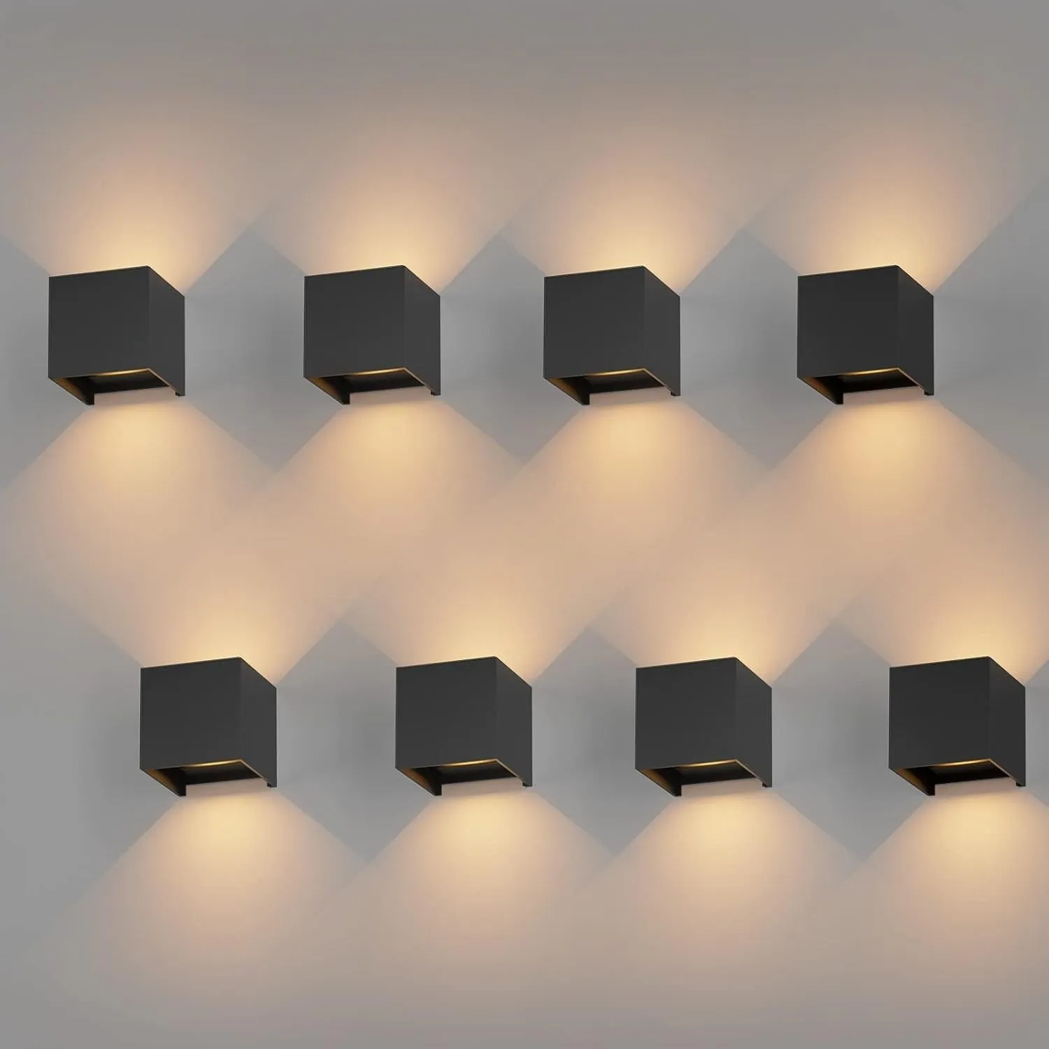 K-Bright 8PCS Außenlampe Auf und ab Einstellbarer Lichtstrahl, Schwarz | Wasserdicht IP65, 12W 3000K Wandleuchten Innen…