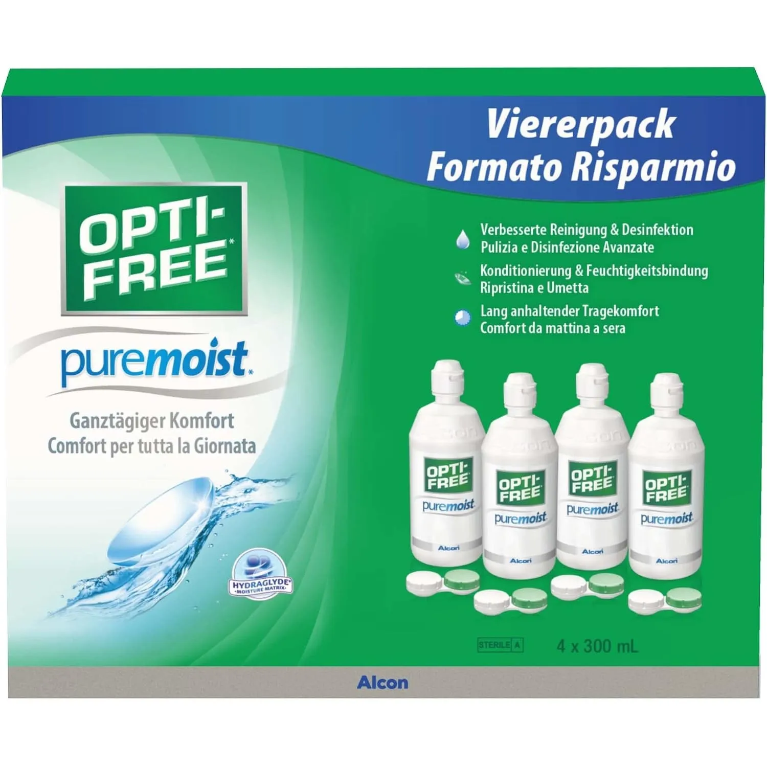 Opti-Free PureMoist Kontaktlinsen-Pflegemittel | 4 x 300 ml