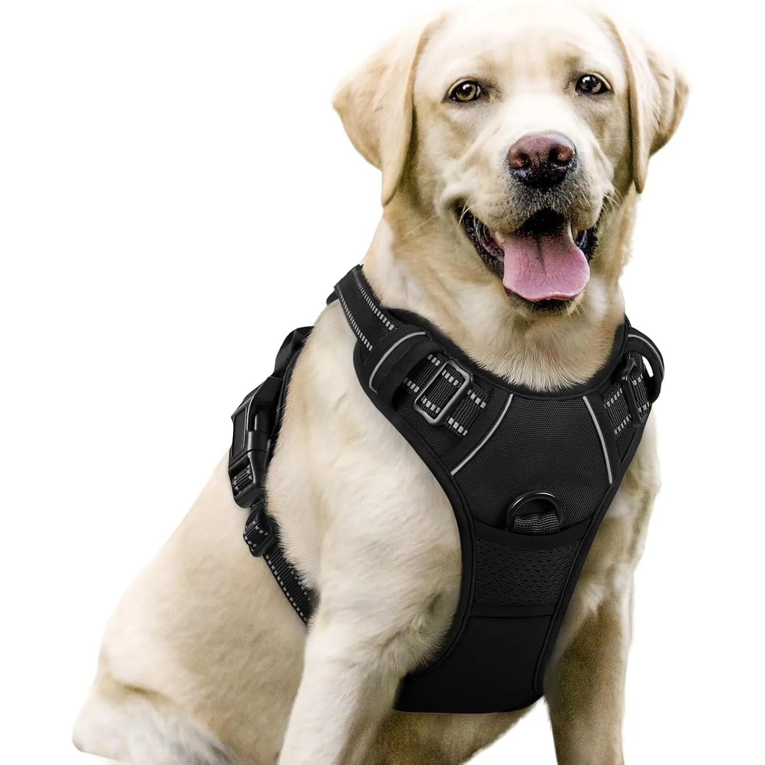rabbitgoo Hundegeschirr Grosse Hunde Anti Zug mit Griff, L, Schwarz | No Pull & Individuell Anpassbar, Atmungsaktiv Gep…