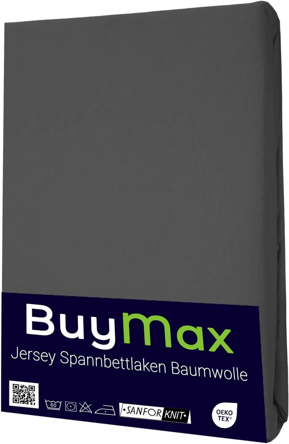 Buymax® Fitted Sheet, 200 x 200 cm, 100% Jersey Cotton, Mattress Height Up to 25 cm, Anthracite
