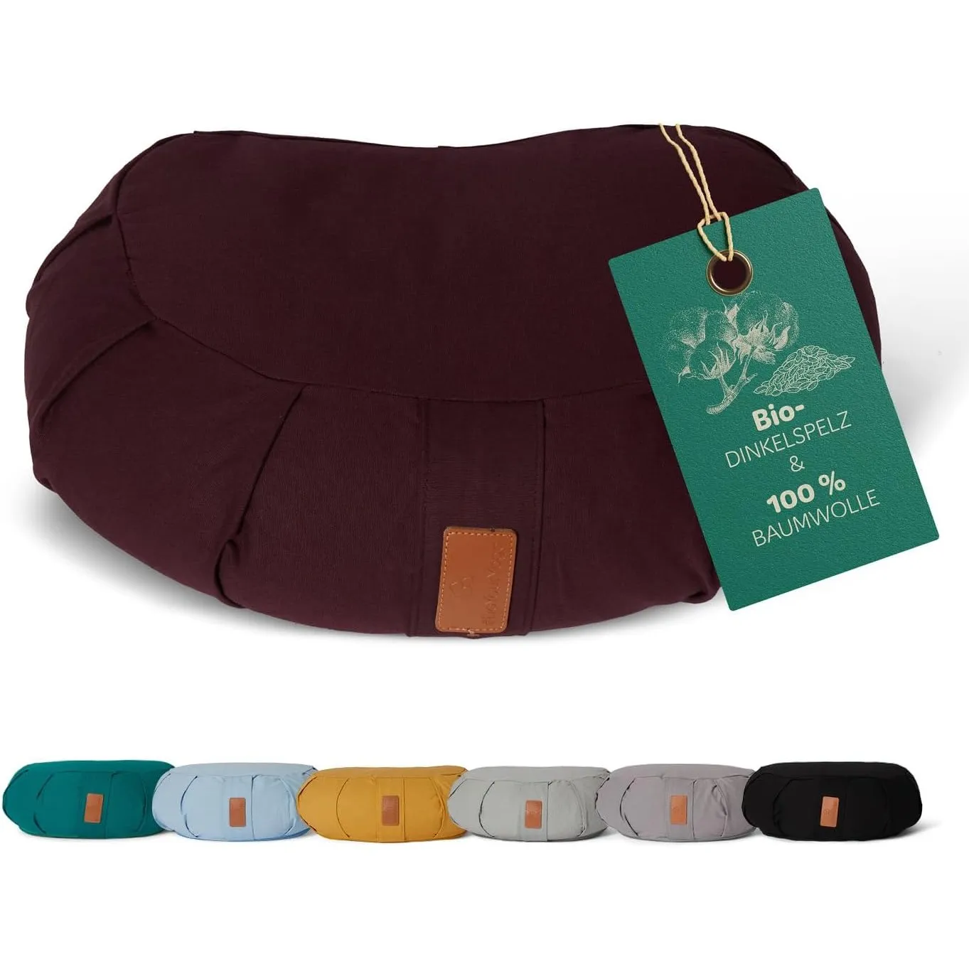 #DoYourYoga Zafu Halbmondkissen »Ganesh« gefüllt mit Bio-Dinkelspelz oder Bio-Buchweizenschalen | waschbarer Bezug | 45…