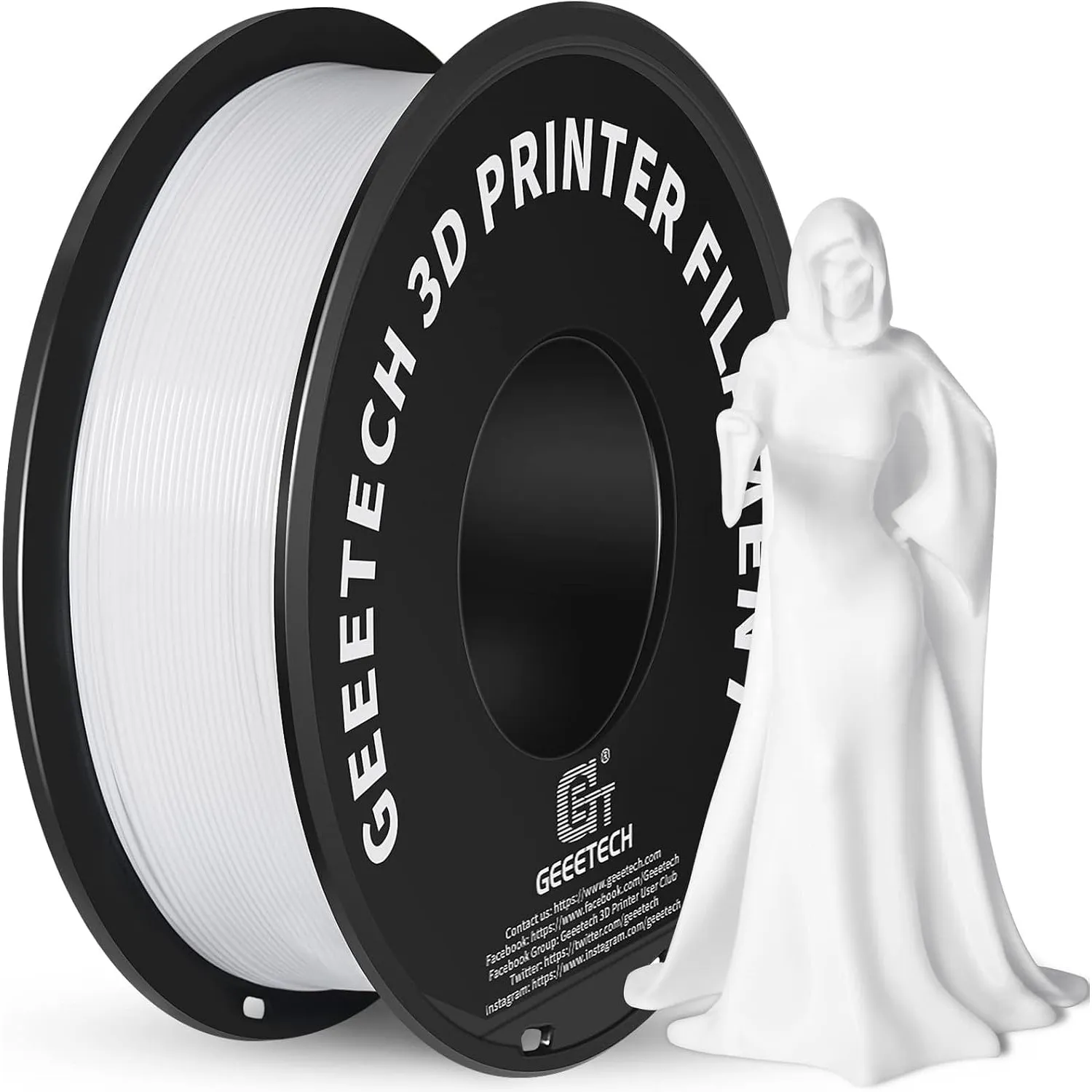 GEEETECH PLA-Filament, 1,75 mm, 3D-Drucker, PLA-Filament für 3D-Drucker, 1 kg Spool, Weiß