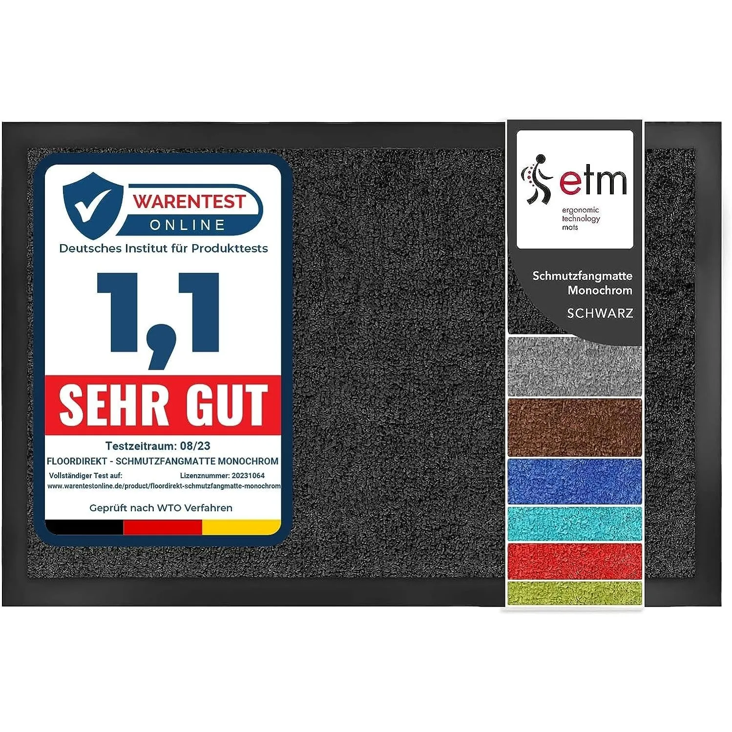 etm Schmutzfangmatte ColorLine | Türmatte in vielen Größen | Fußmatte für Innenbereich | Rutschfester Teppich für Flur,…