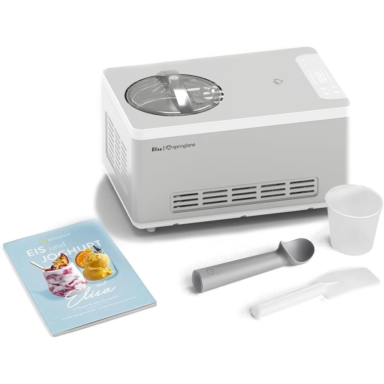 SPRINGLANE Eismaschine & Joghurtbereiter Elisa 2,0 L mit selbstkühlendem Kompressor 220 W, aus Edelstahl mit Kühl- und …