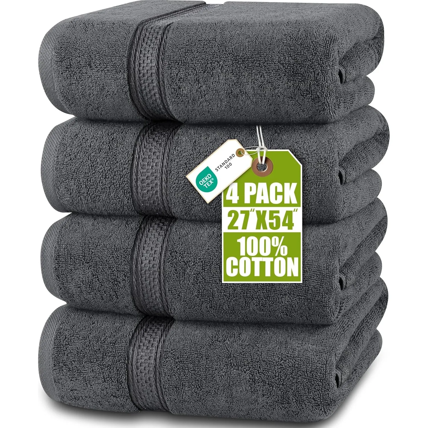 Utopia Towels 4er-Pack Badetücher Set, 69 x 137 cm, Grau