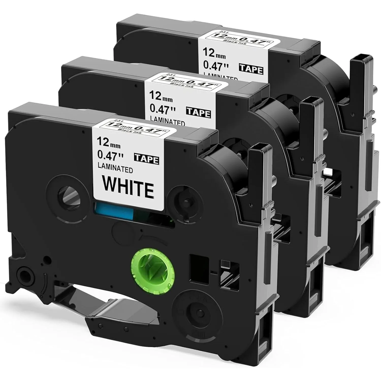 TZe-231 12mm Kompatibel mit Brother P-touch Bänder 12mm Weiß, 3x