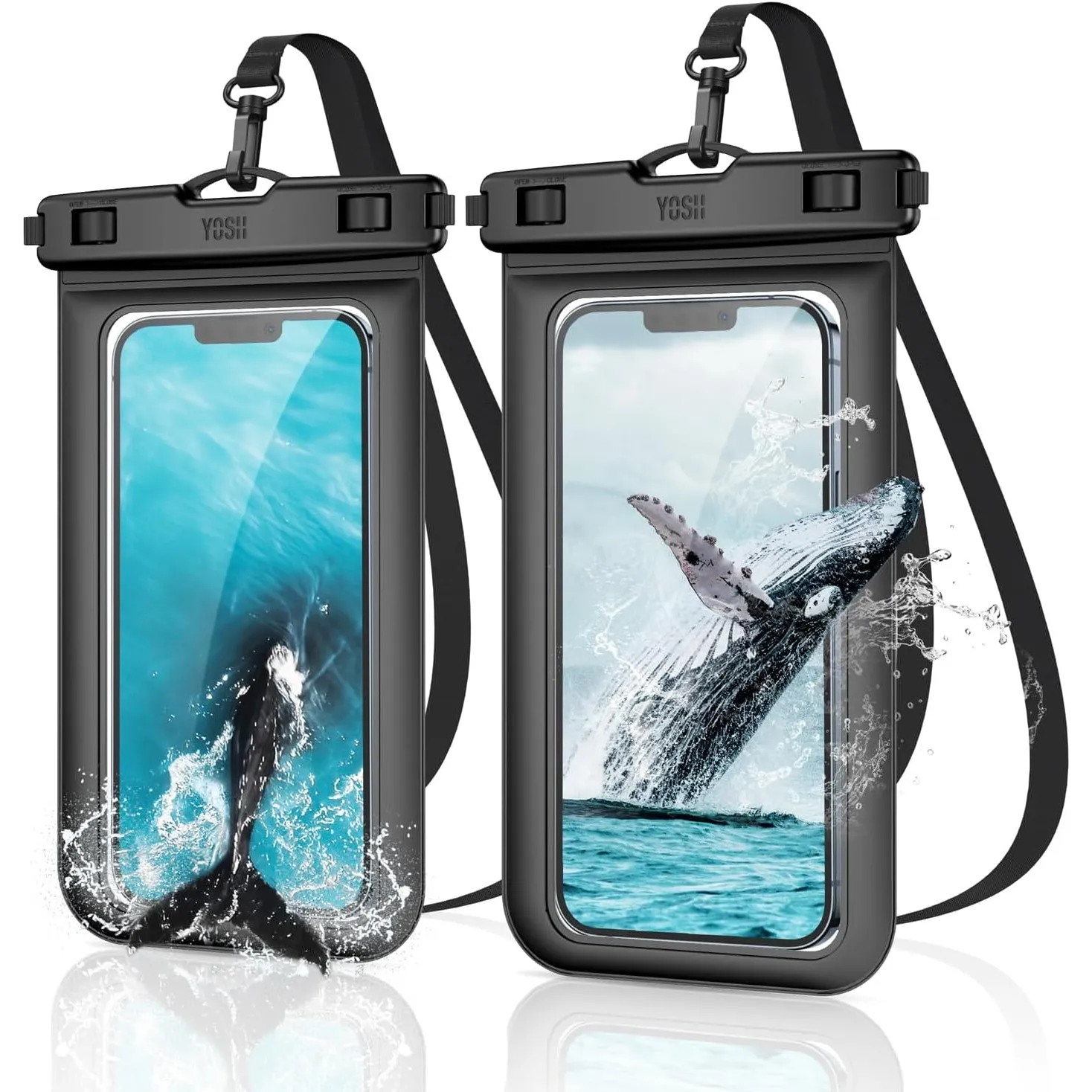 YOSH wasserdichte Handyhülle IPX8 2 Stück, bis zu 7 Zoll, Schwarz | Unterwasser Handyhülle, Wasserfeste Handytasche für…