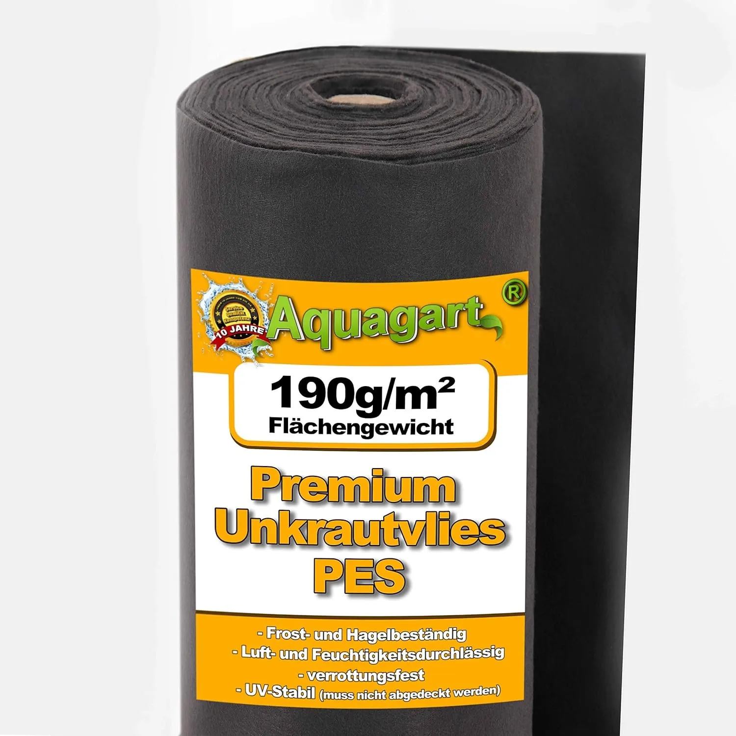 Aquagart Unkrautvlies schwarz - 190g I Unkrautschutzfolie für Garten & Hochbeet I Gartenvlies & Unkrautsperre I Wasserd…