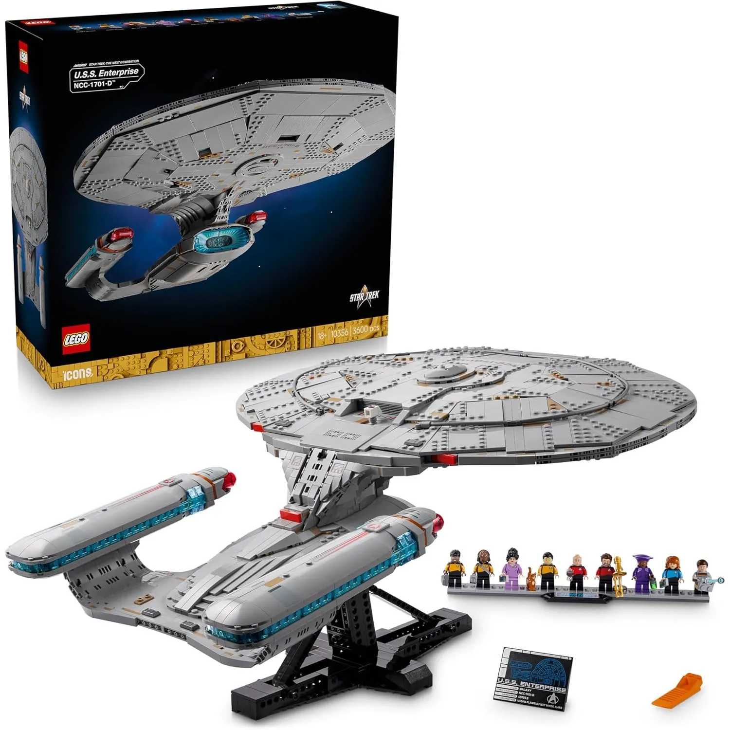 LEGO Icons Star Trek: U.S.S. Enterprise NCC-1701-D - Bauset für Erwachsene - 2 Shuttlepods, Trennfunktion & 9 Minifigur…