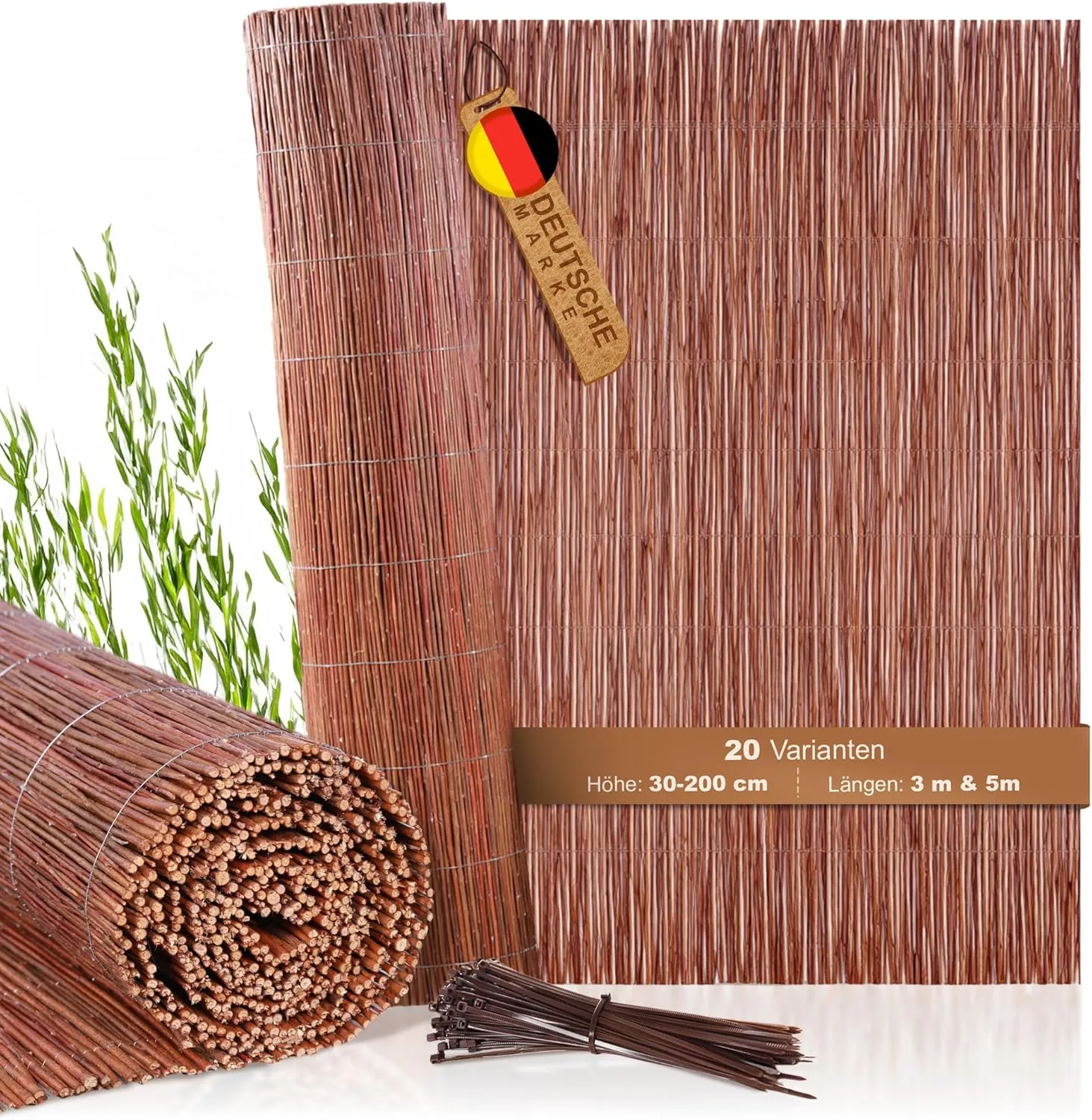 BooGardi Willow Fence Privacy Panel in 18 Sizes, Willow Fencing for Garden, Balcony and Patio, 100 x 500 cm