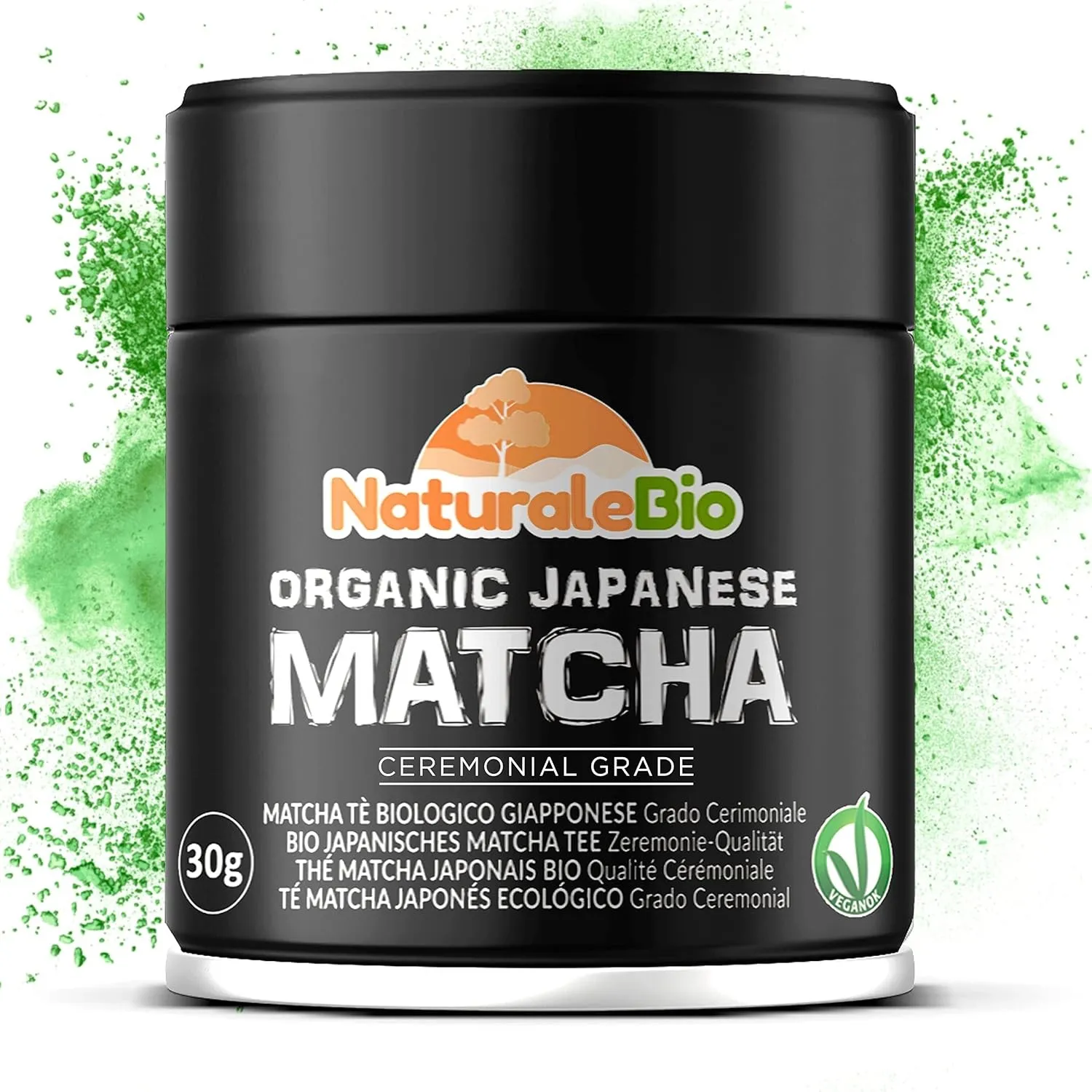 NaturaleBio Bio-Matcha-Pulver in Ceremonial-Qualität, 30-g-Dose. Japanischer Grüntee aus der ersten Ernte (Uji, Kyoto).…
