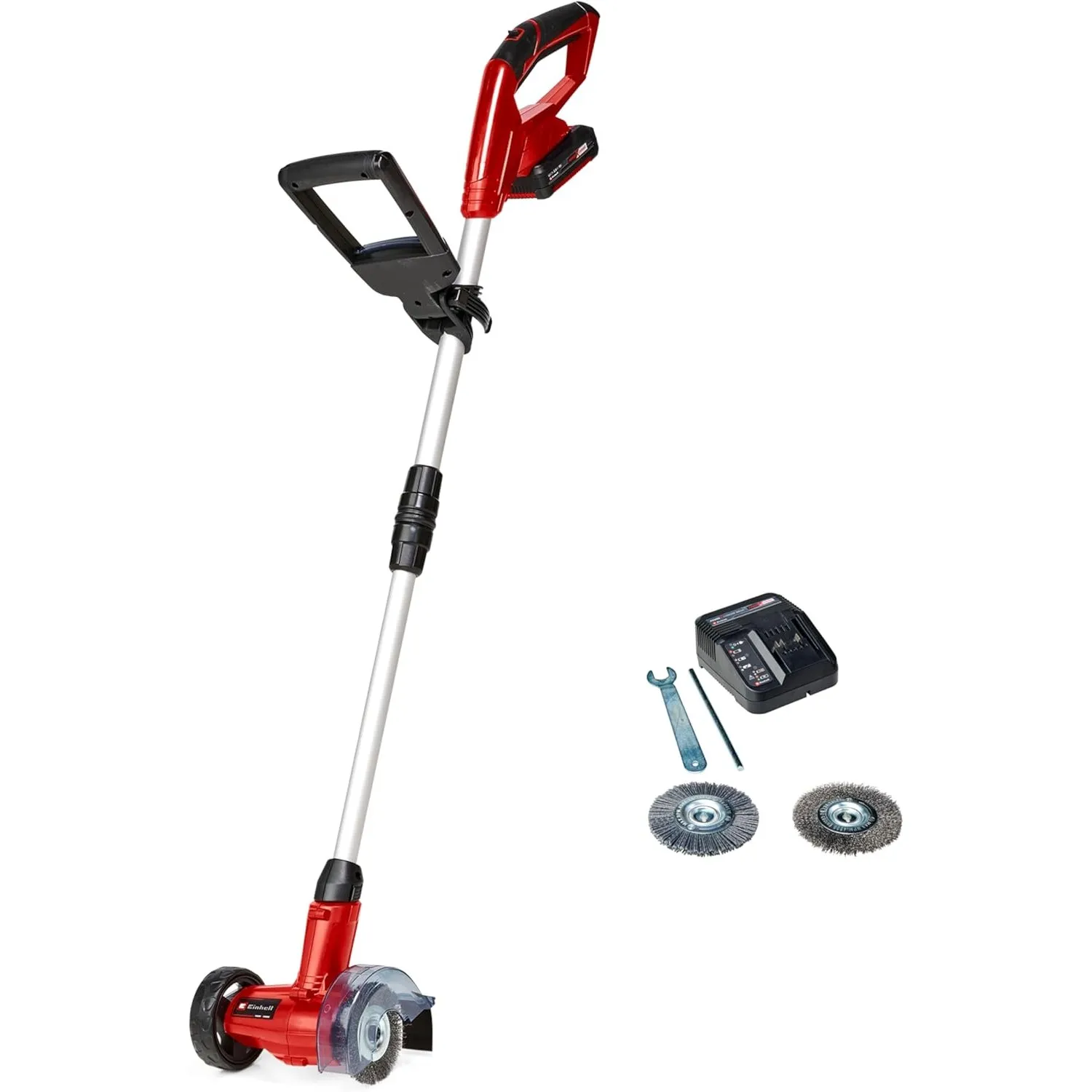 Einhell Akku-Fugenreiniger GC-CC 18 Li Kit | PXC | 18 V | wechselbare Fugenbürsten | Nylon & Stahldraht | Teleskop-Führ…
