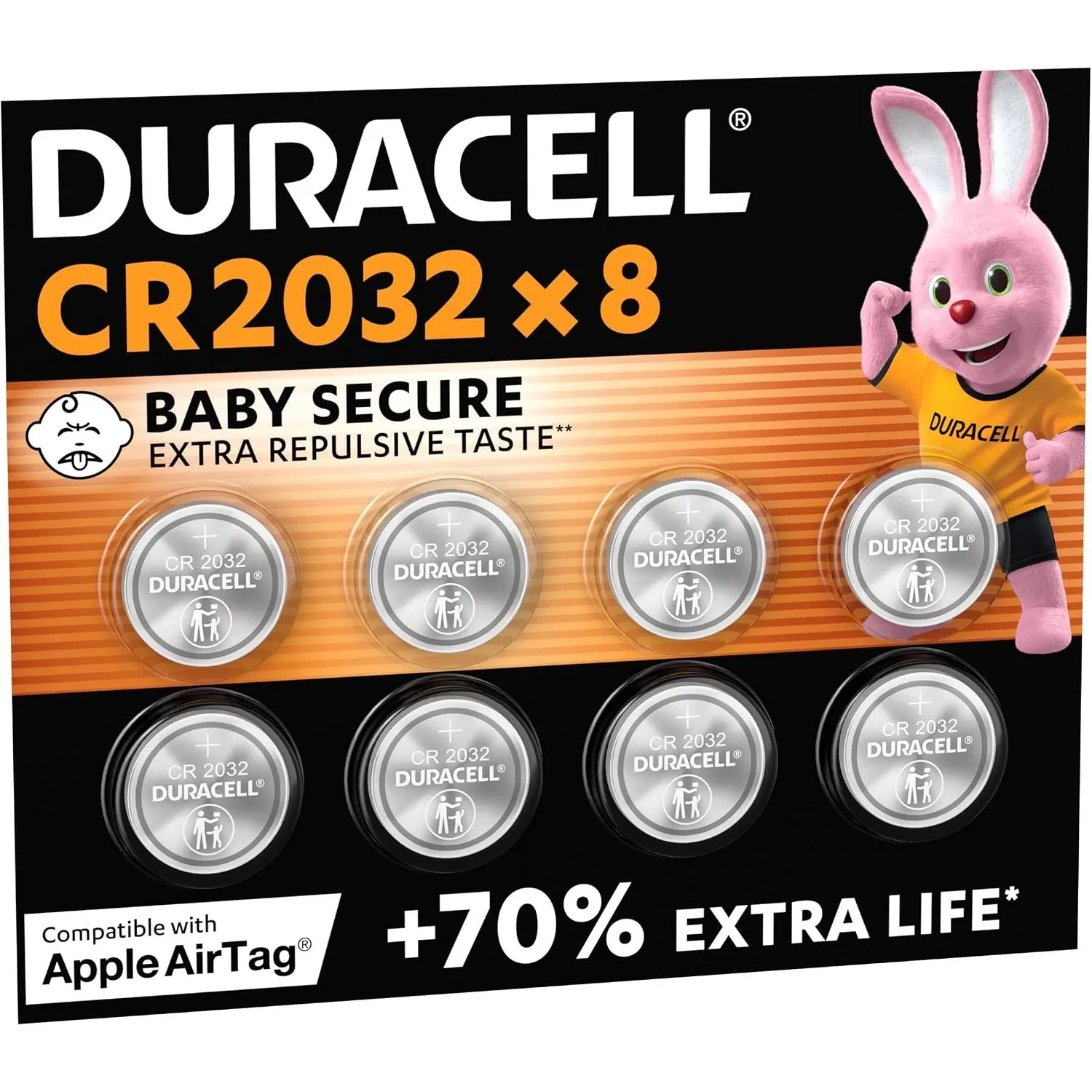 DURACELL 2032 Lithium Knopfzelle (8 Stück) 3V, CR2032