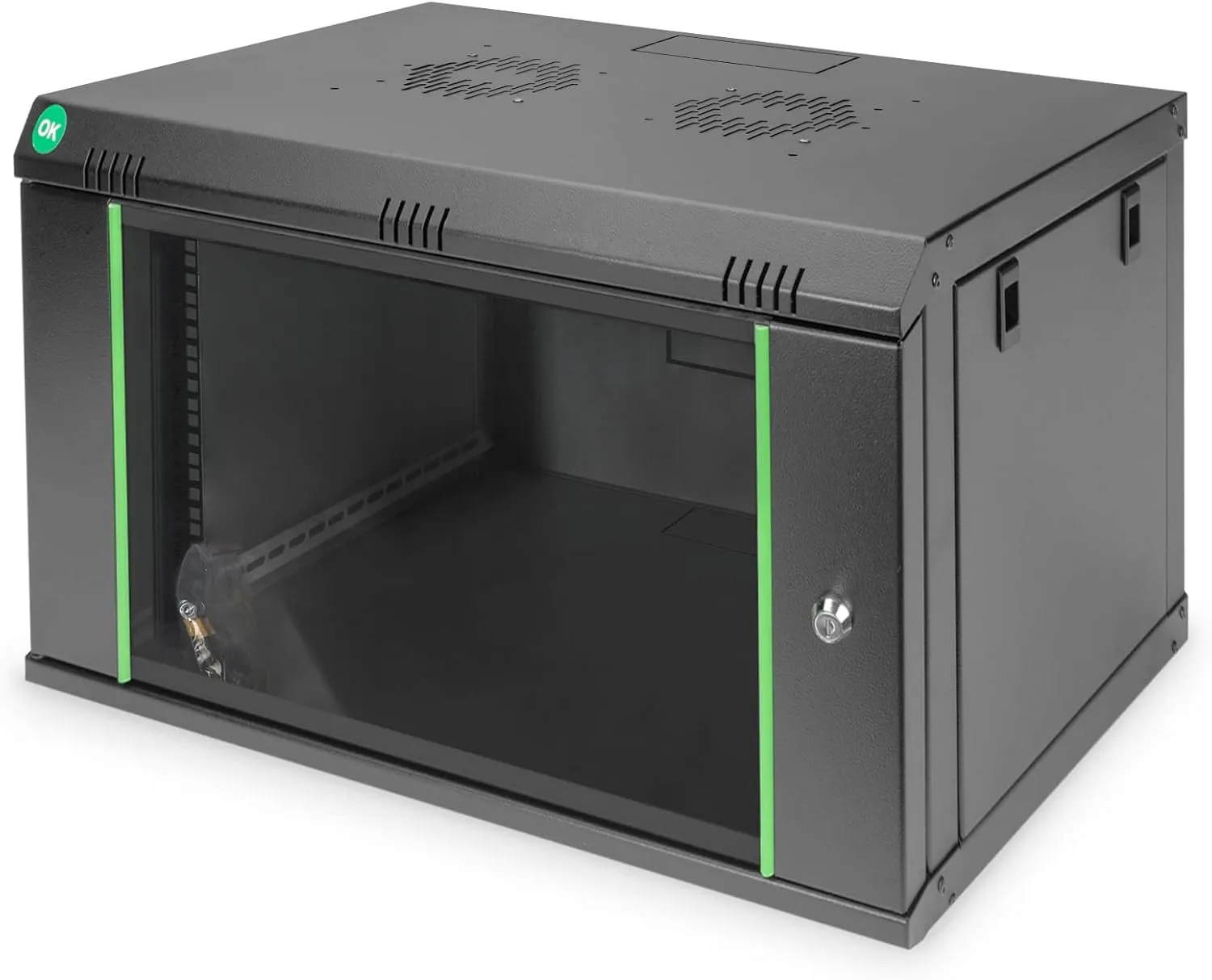 DIGITUS Netzwerkschrank - 19 Zoll Rack - 7HE - Wandmontage - 450mm Tiefe - Traglast 60kg - Dynamic Basic Serie - Schwarz