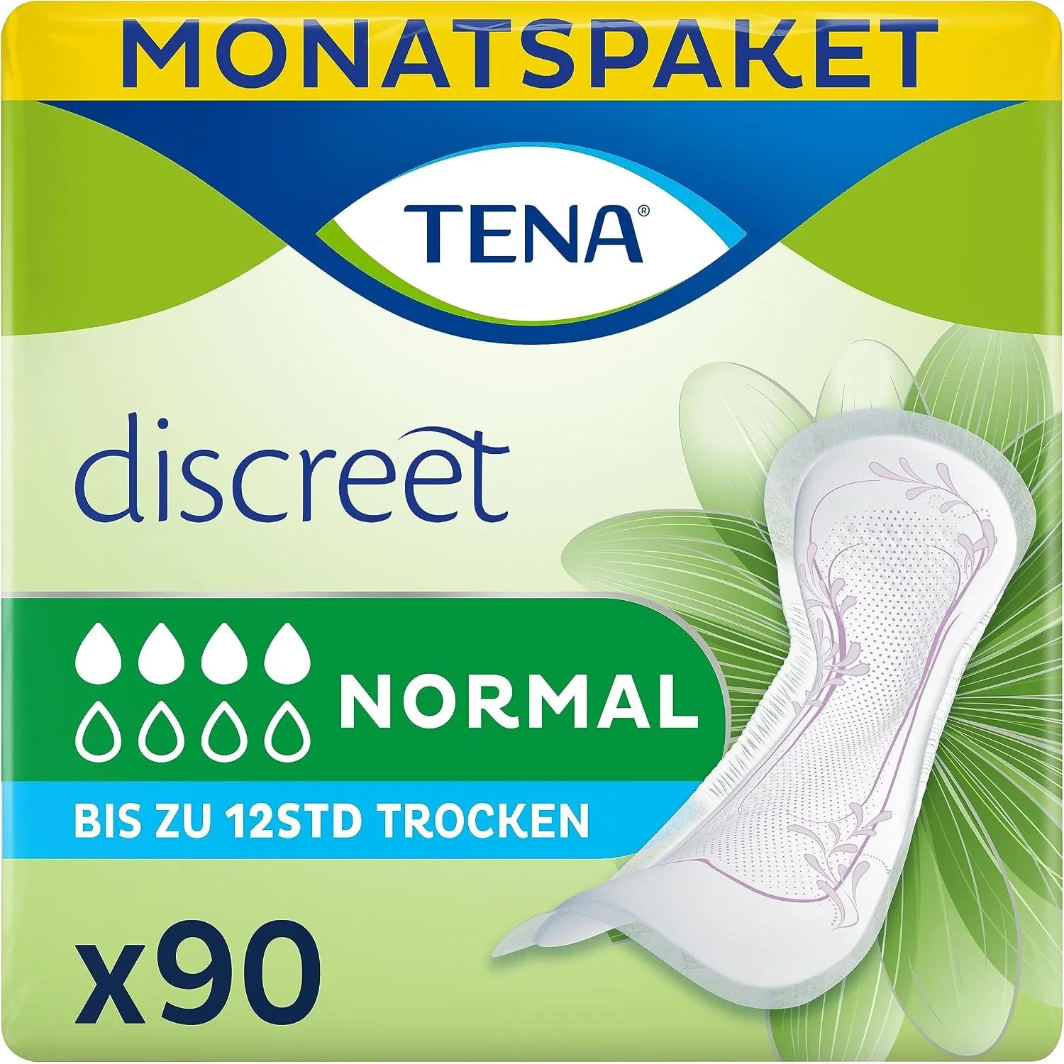 TENA Normale Damenhandtücher für leichte bis mittelschwere Blasenschwäche, monatliche Packung mit Inkontinenzeinlagen f…