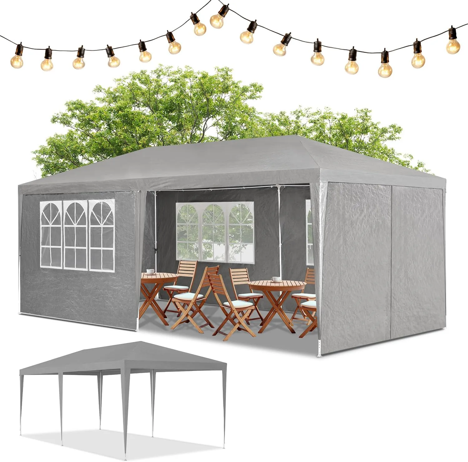 ArtLife Party Tent Gazebo Garden Tent 3 x 6 m with Side Panels in 3 Colours, 3x6 m, dark grey