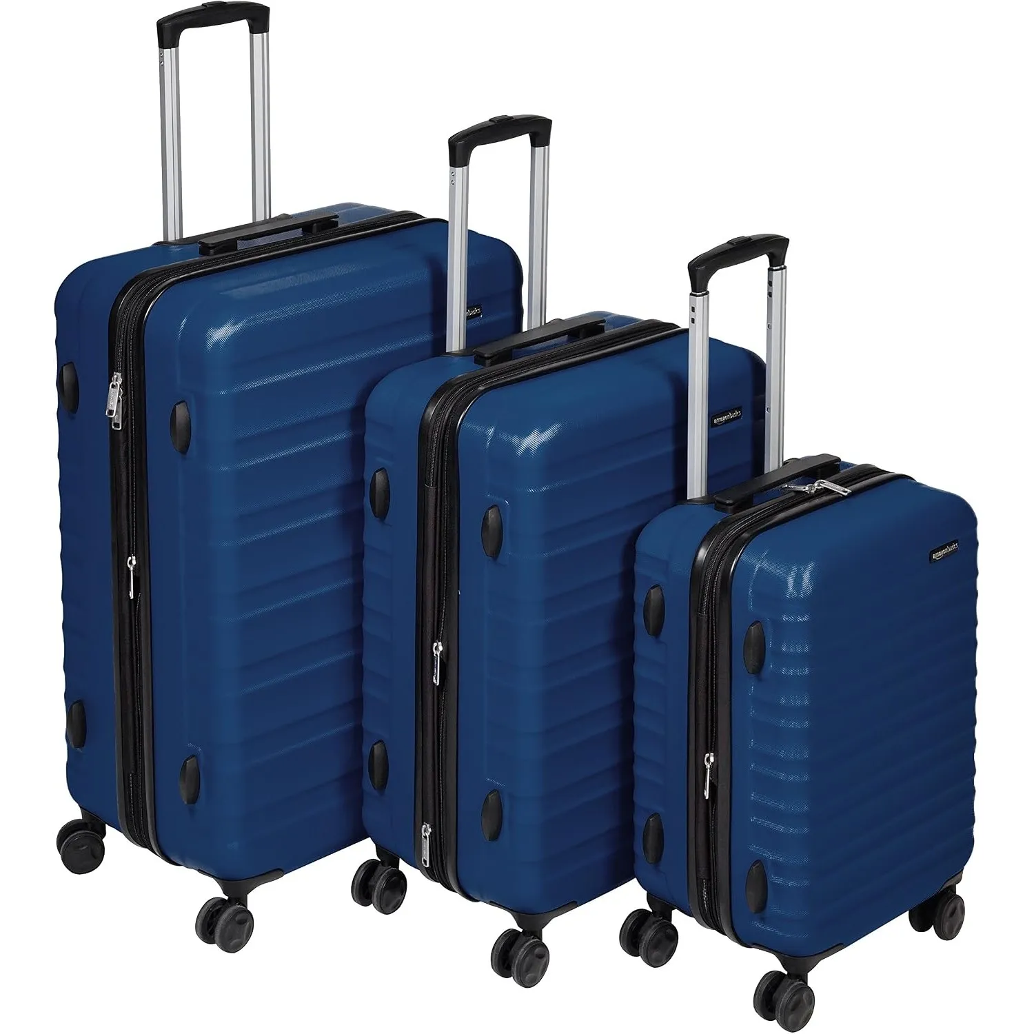 Amazon Basics Hartschalen-Koffer-Set (Klein + Mittel + Groß), Erweiterbares ABS-Reisegepäck, 4 Doppel-Spinnerräder, Kra…