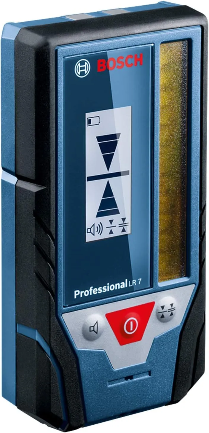 Bosch Professional Laserempfänger LR 7 (roter und grüner Strahl, 2 x AAA Batterien, Reichweite: 5-50 m, Schutztasche)
