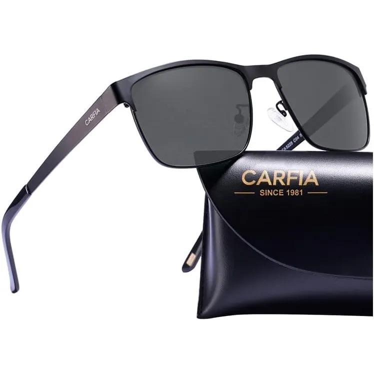 CARFIA Polarisierte Herren Sonnenbrille Metallrahmen UV 400 Fahrerbrille | Guter UV-Schutz, Sportbrille, Kategorie 3 Li…