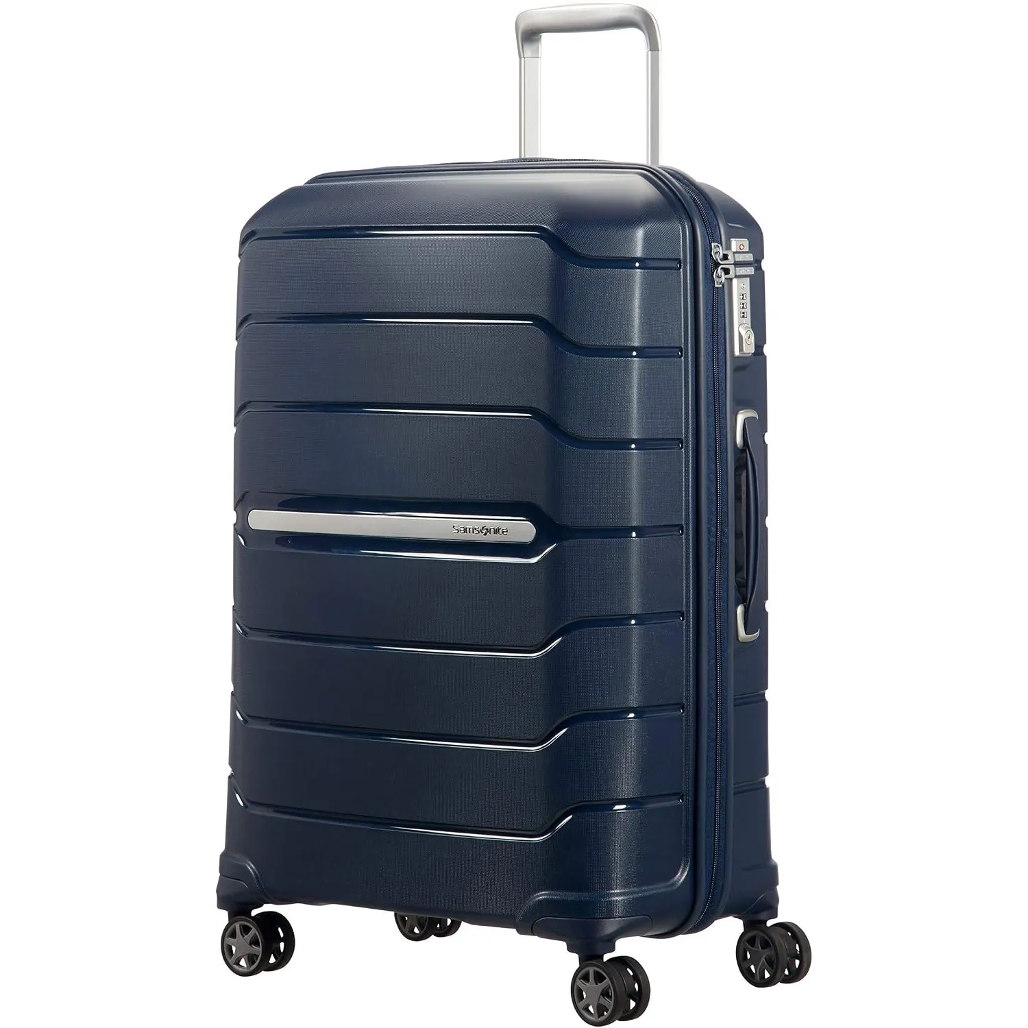 Samsonite Flux - Spinner M, Erweiterbarer Koffer, 68 cm, 75/85 L, Blau (Navy Blue)