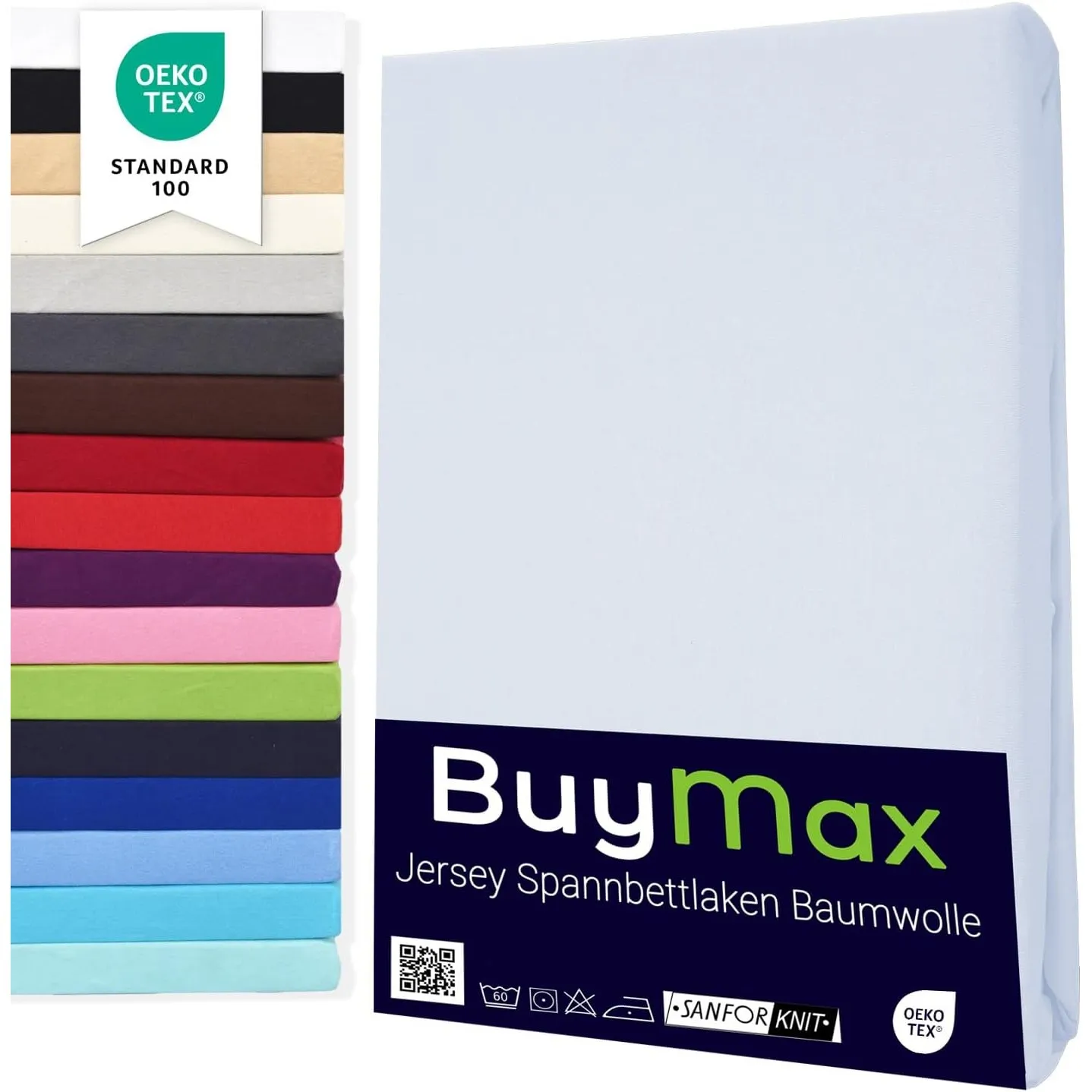 Buymax Spannbettlaken 200x200cm Doppelpack 100% Baumwolle Spannbetttuch Bettlaken Jersey, Matratzenhöhe bis 25 cm, Farb…