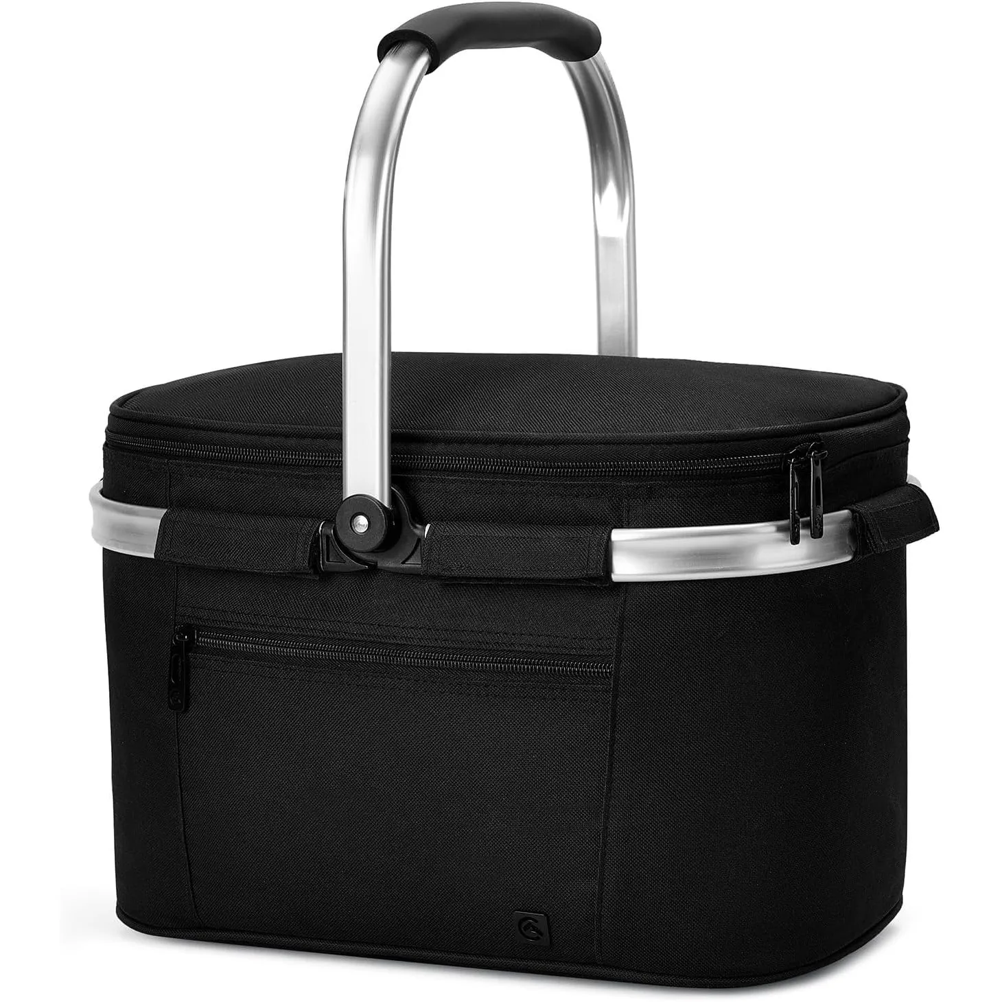 ALLCAMP Faltbar Isoliert Kühltasche - Einkaufskorb Thermo Mit Deckel, Abnehmbarer Picknickkorb 2 Personen, Aluminiumrah…