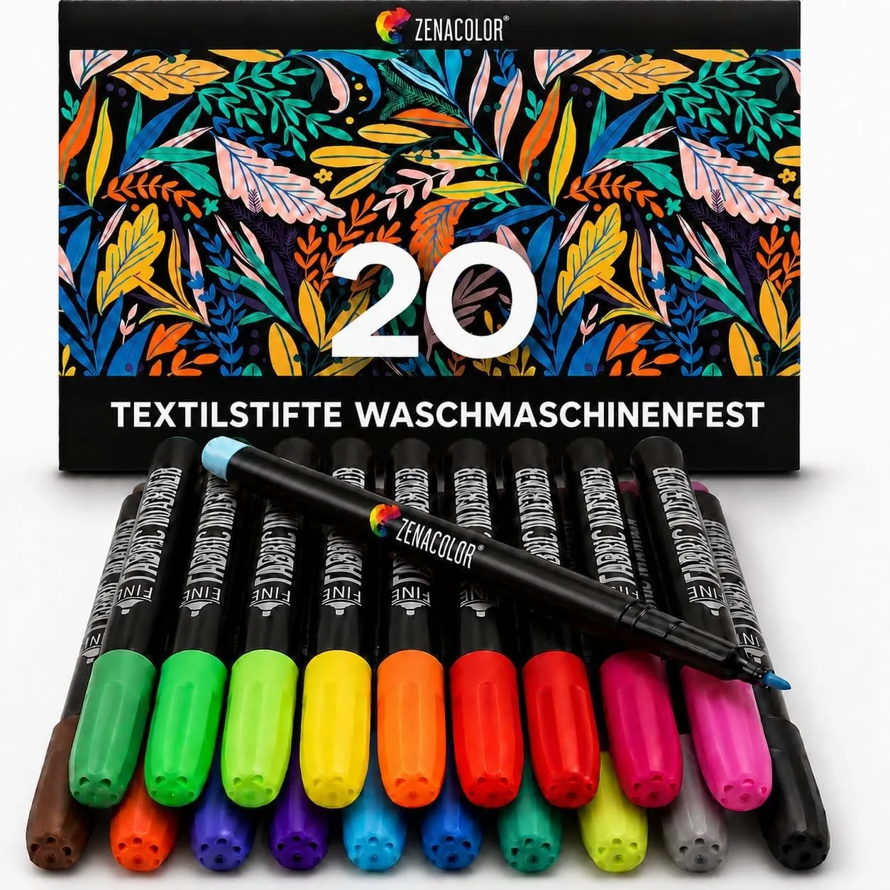 20 Textilstifte Waschmaschinenfest - Textilfarbe Waschmaschinenfest - Ungiftig, Waschfeste und Permanente Stoff Marker …