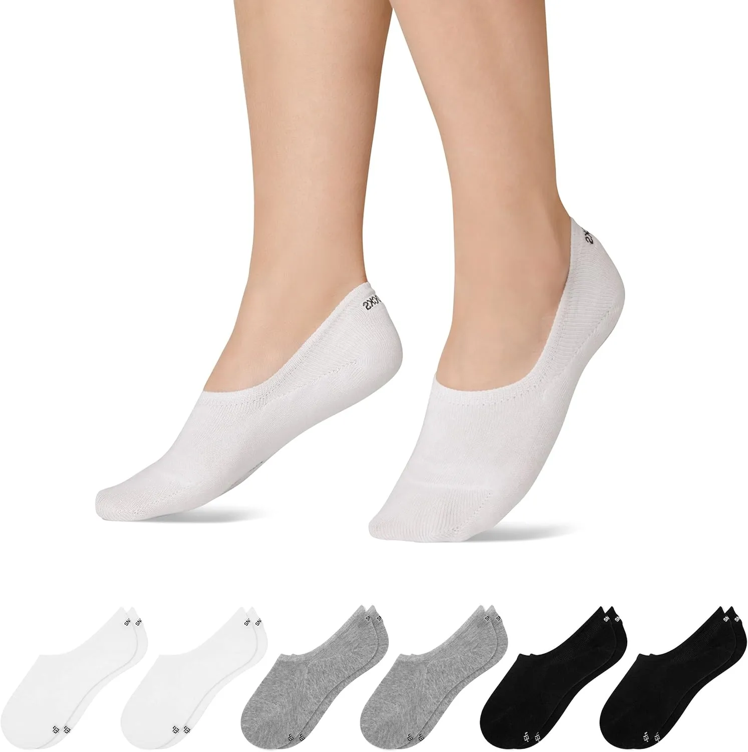 Snocks Füßlinge Damen & Herren aus Bio-Baumwolle - 6 Paar - Rutschfeste, unsichtbare, atmungsaktive Ballerina Socken mi…
