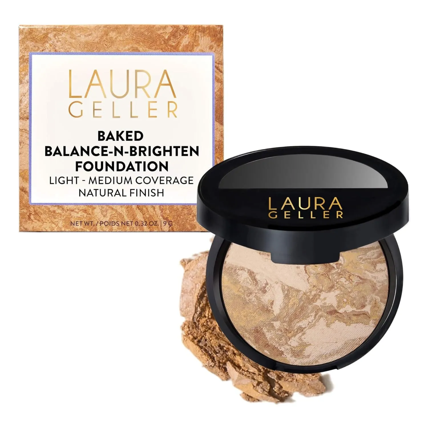 LAURA GELLER NEW YORK Baked Balance-n-Brighten Farbkorrigierendes Puder Makeup, Medium, Aufbaubare, Leichte bis Mittler…