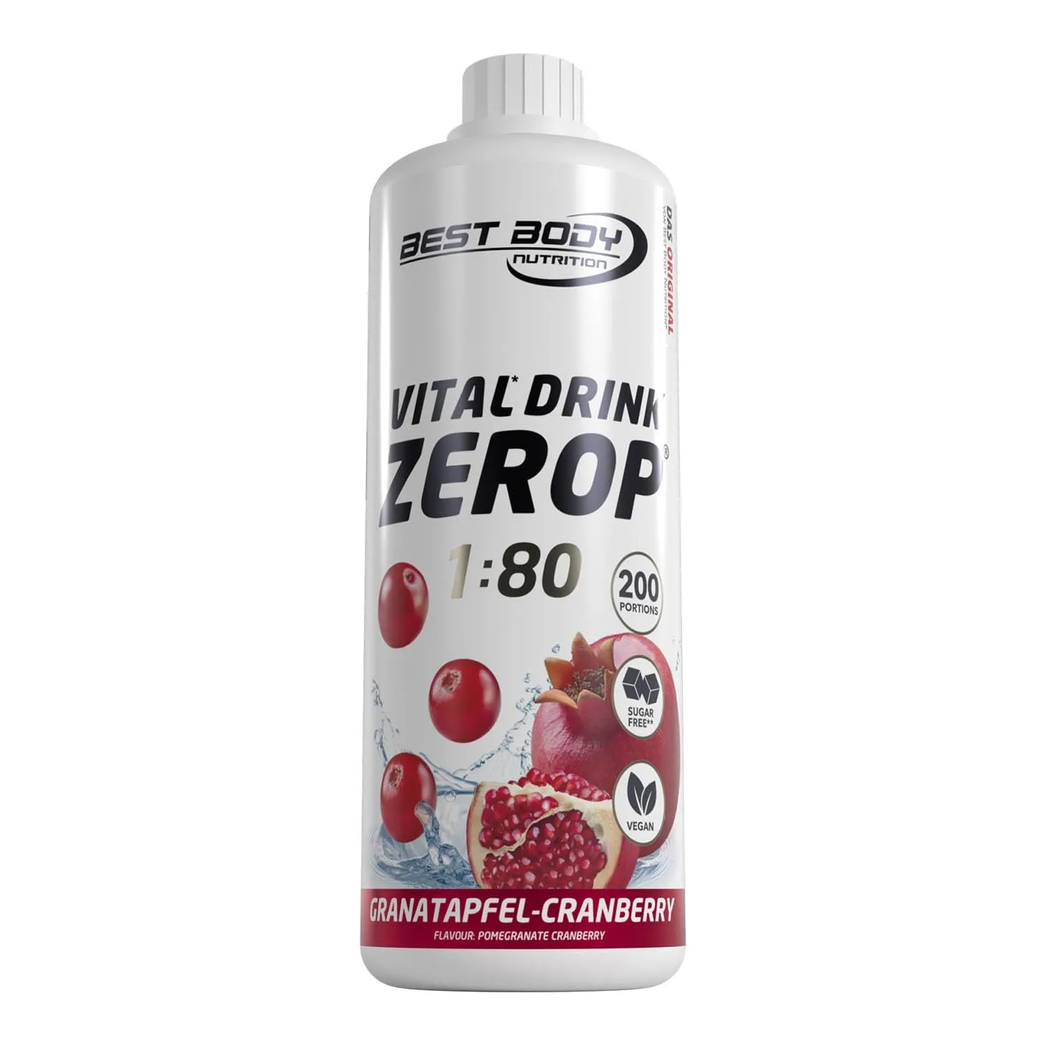 Best Body Nutrition ZEROP Sirup Granatapfel-Cranberry zuckerfrei 1 L